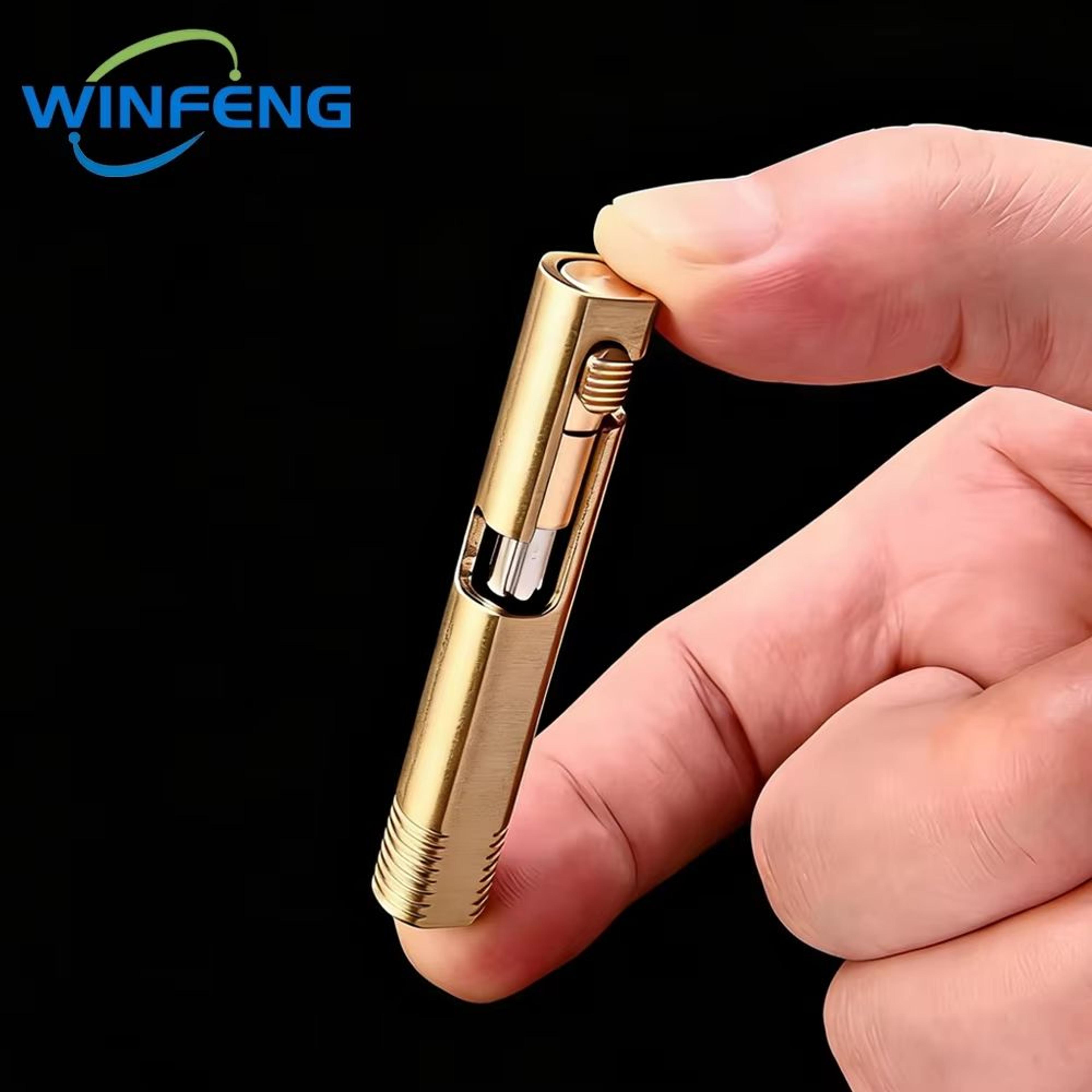 Retro Brass Mini Bolt Action Pen Compact EDC Tactical Ballpoint Pen 2