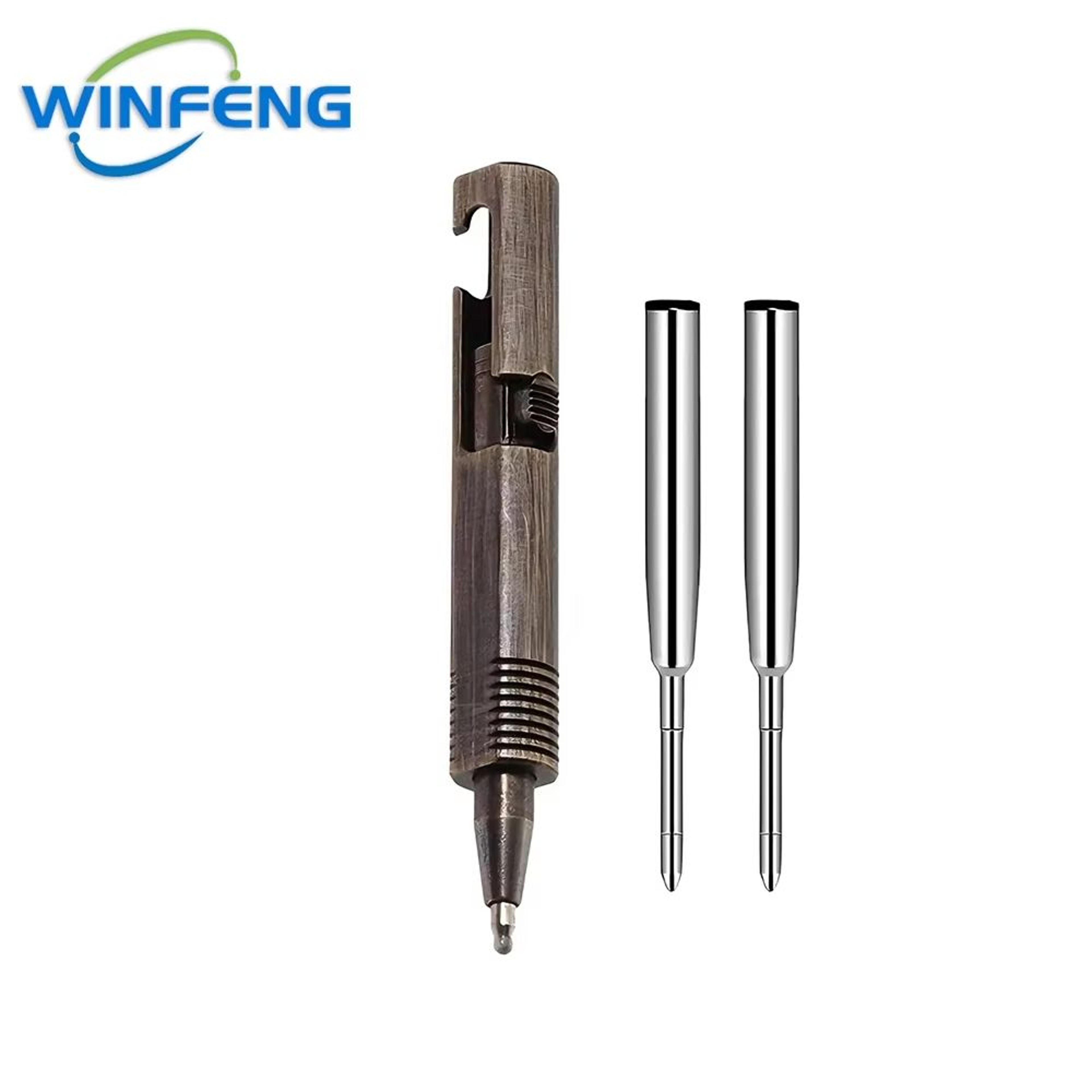 Retro Brass Mini Bolt Action Pen Compact EDC Tactical Ballpoint Pen 6