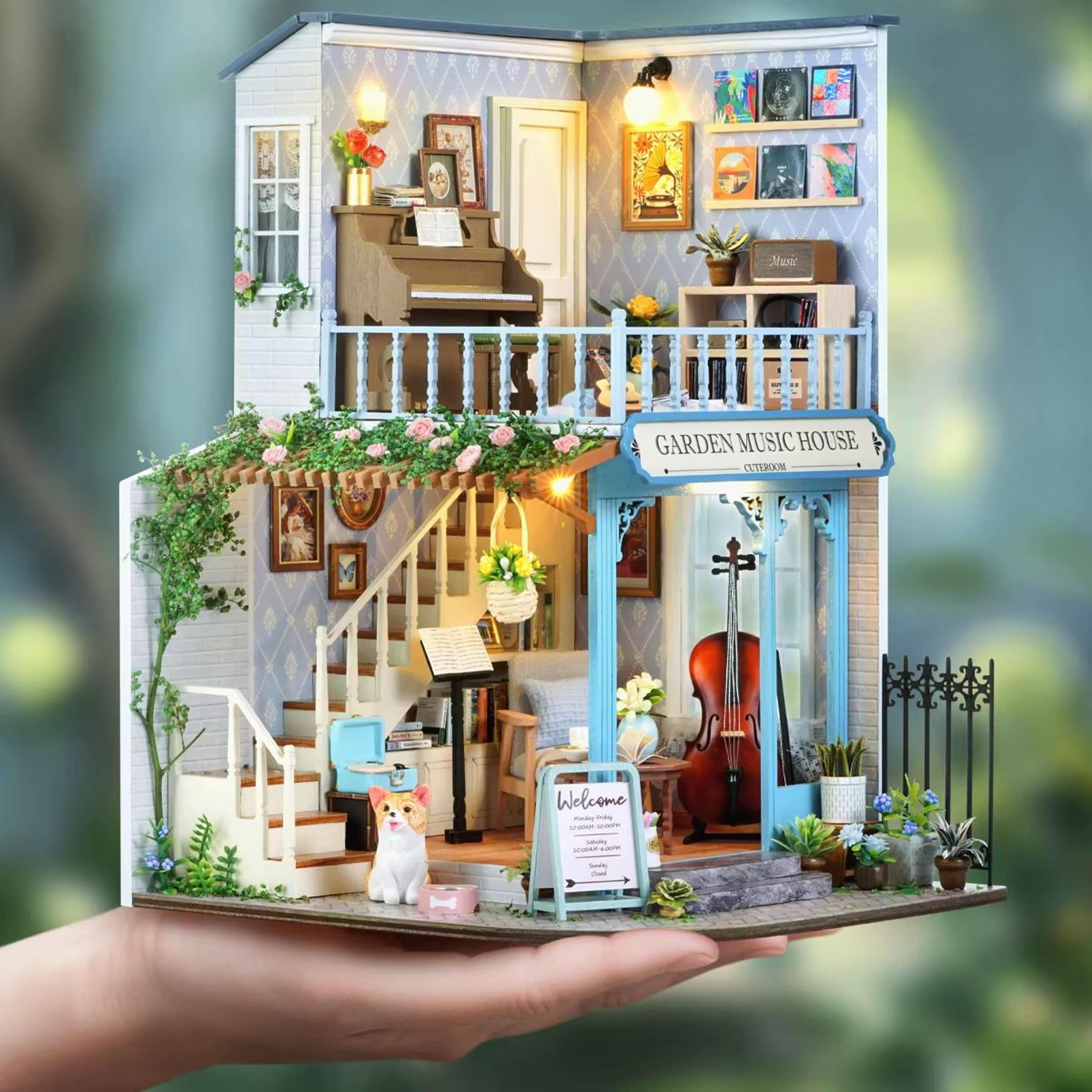 DIY Miniature House Book Nook Kit 3D Wooden Puzzle Bookshelf Insert Model 3