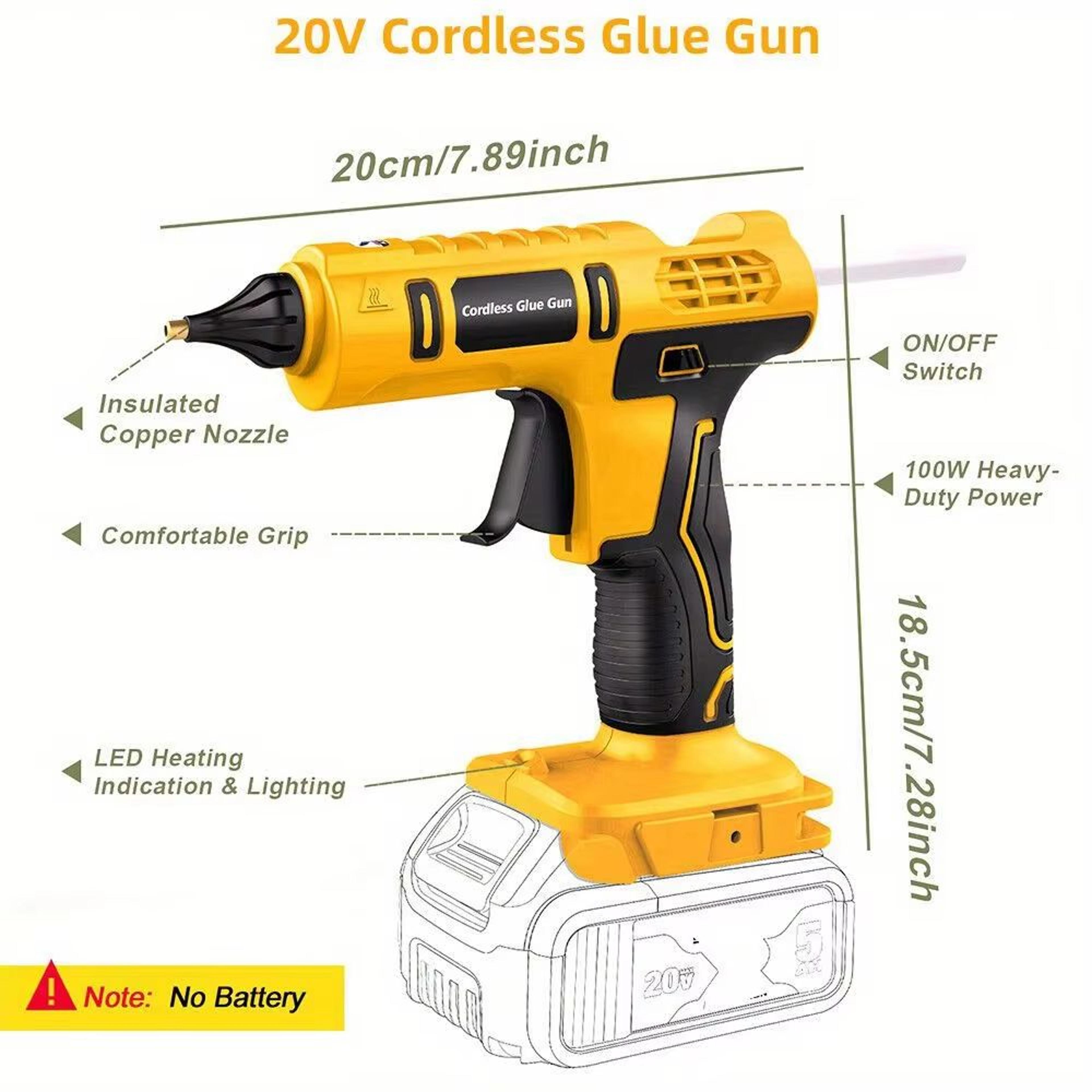 Rechargeable Cordless Hot Melt Glue Gun Compatible With DeWalt Battery For DIY Repairs And Crafts 1
