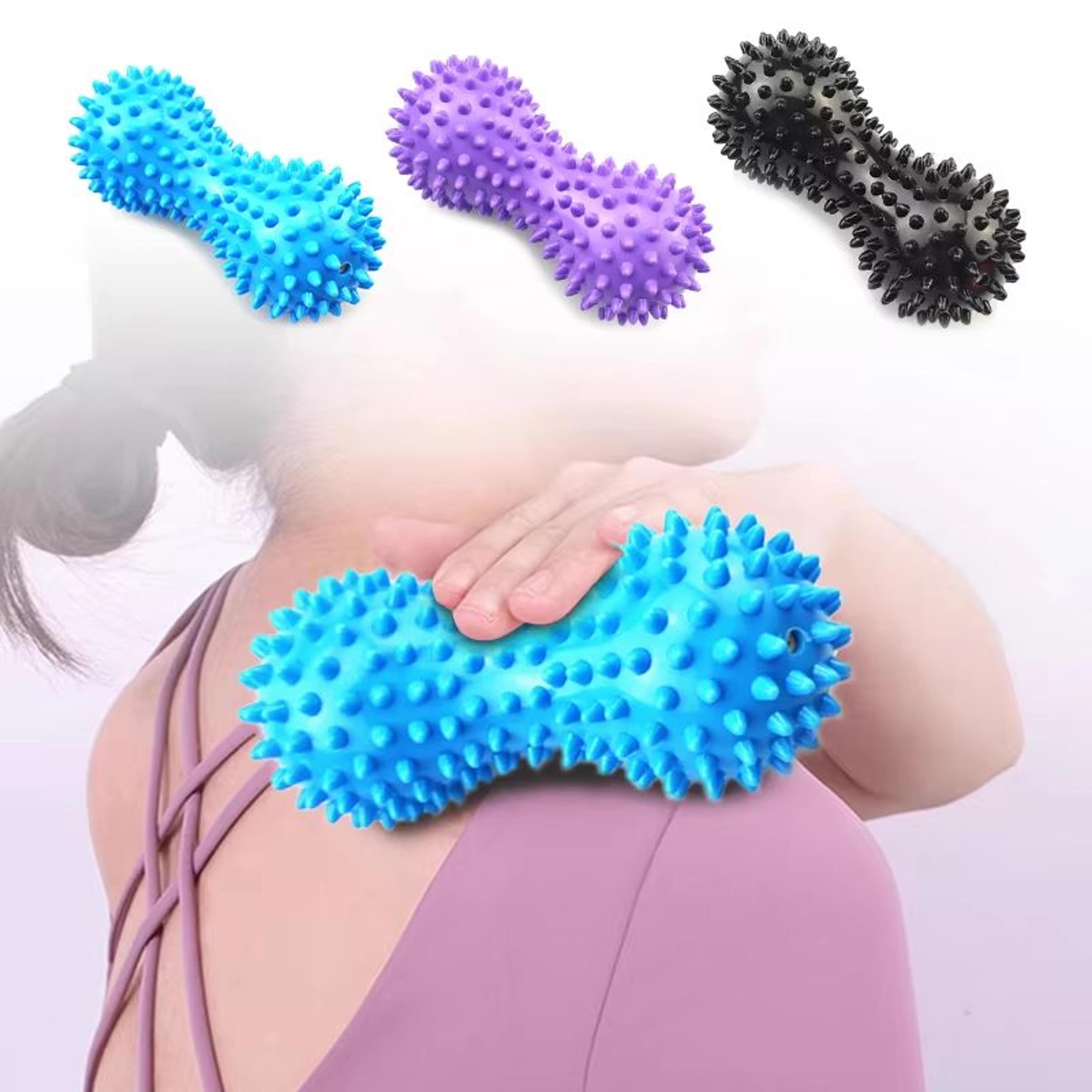 professional spiky massage ball roller set for myofascial release, trigger point therapy, and deep tissue muscle relief