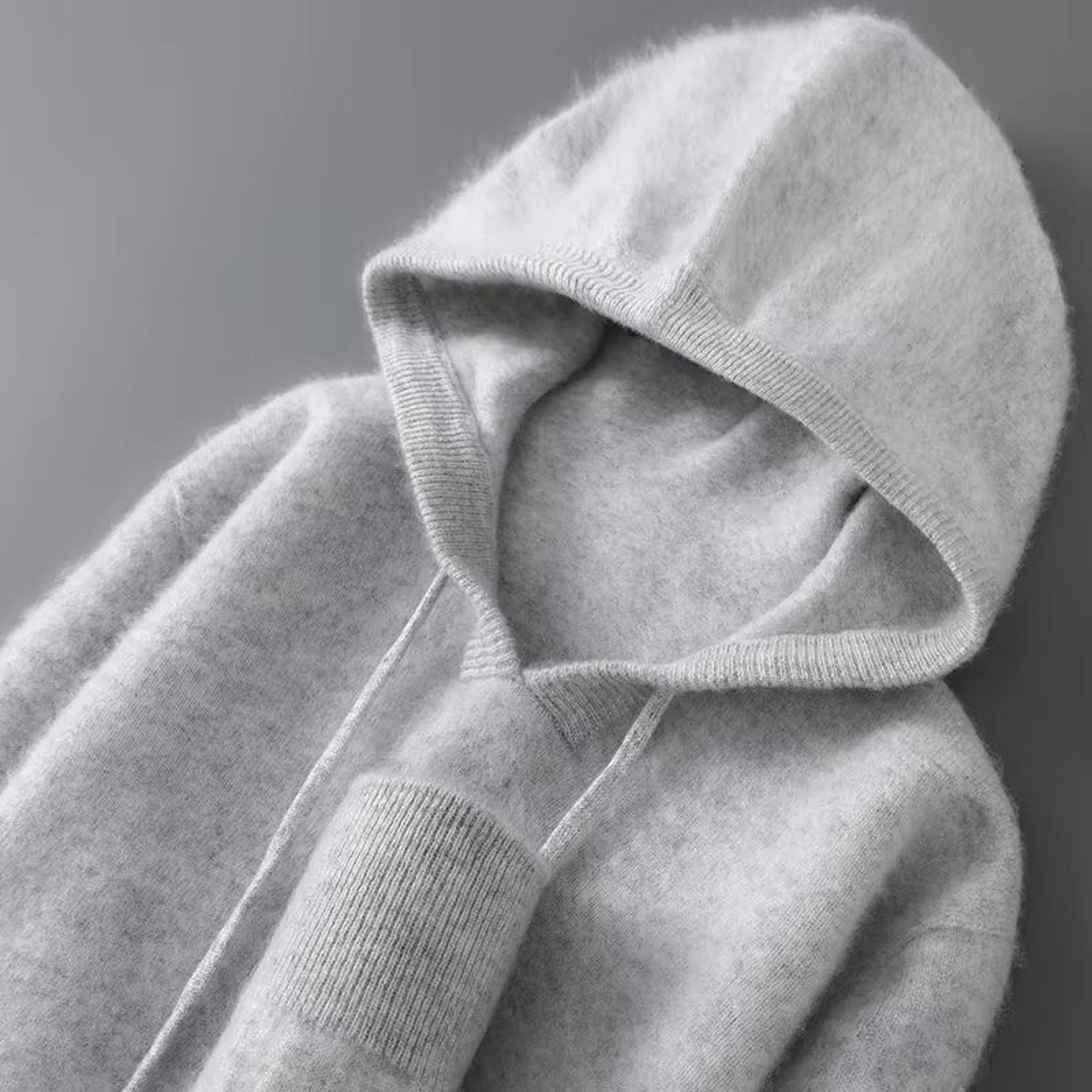 Mens Merino Wool Hooded Sweater Thick Warm Pullover Casual Winter Knit Hoodie 10