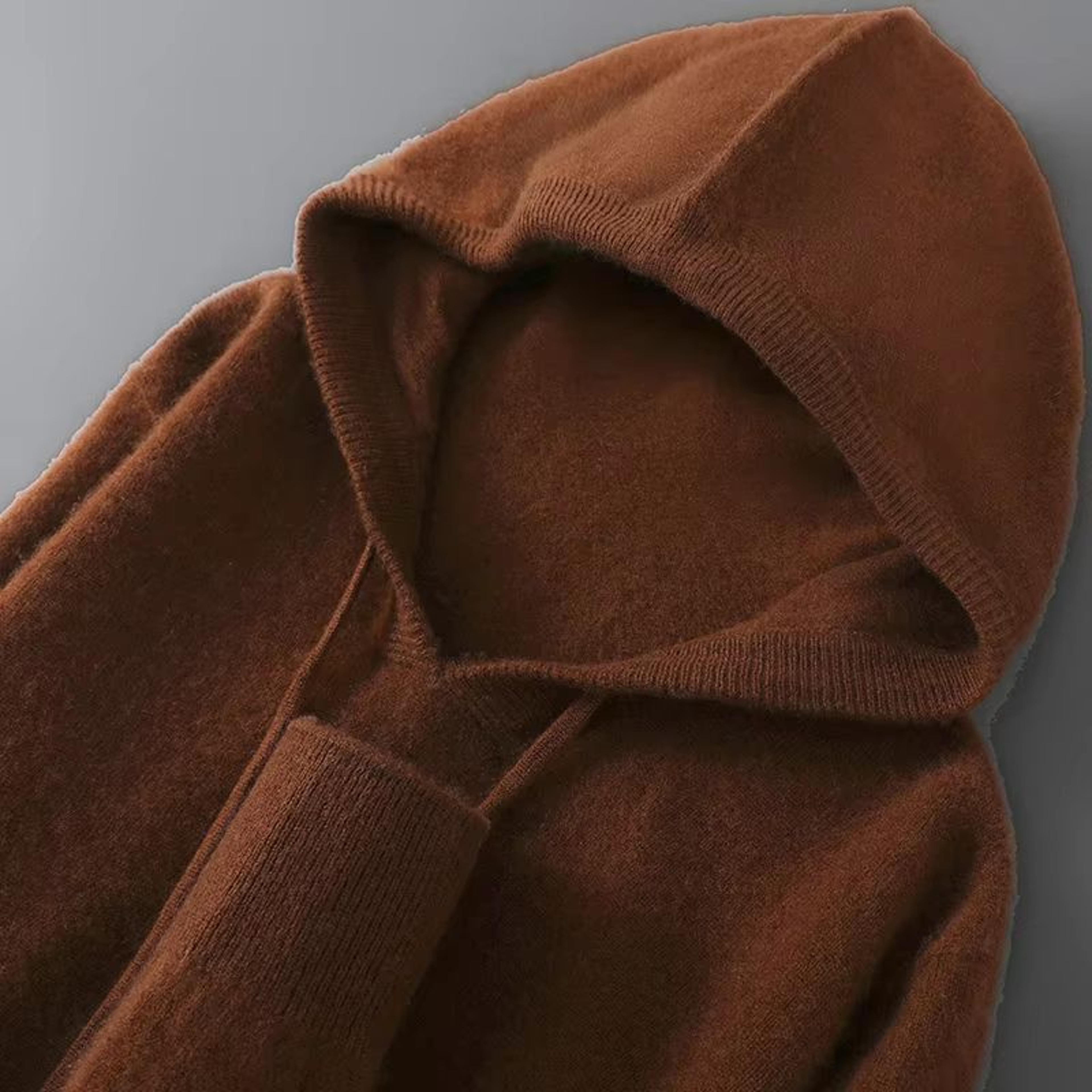 Mens Merino Wool Hooded Sweater Thick Warm Pullover Casual Winter Knit Hoodie 12