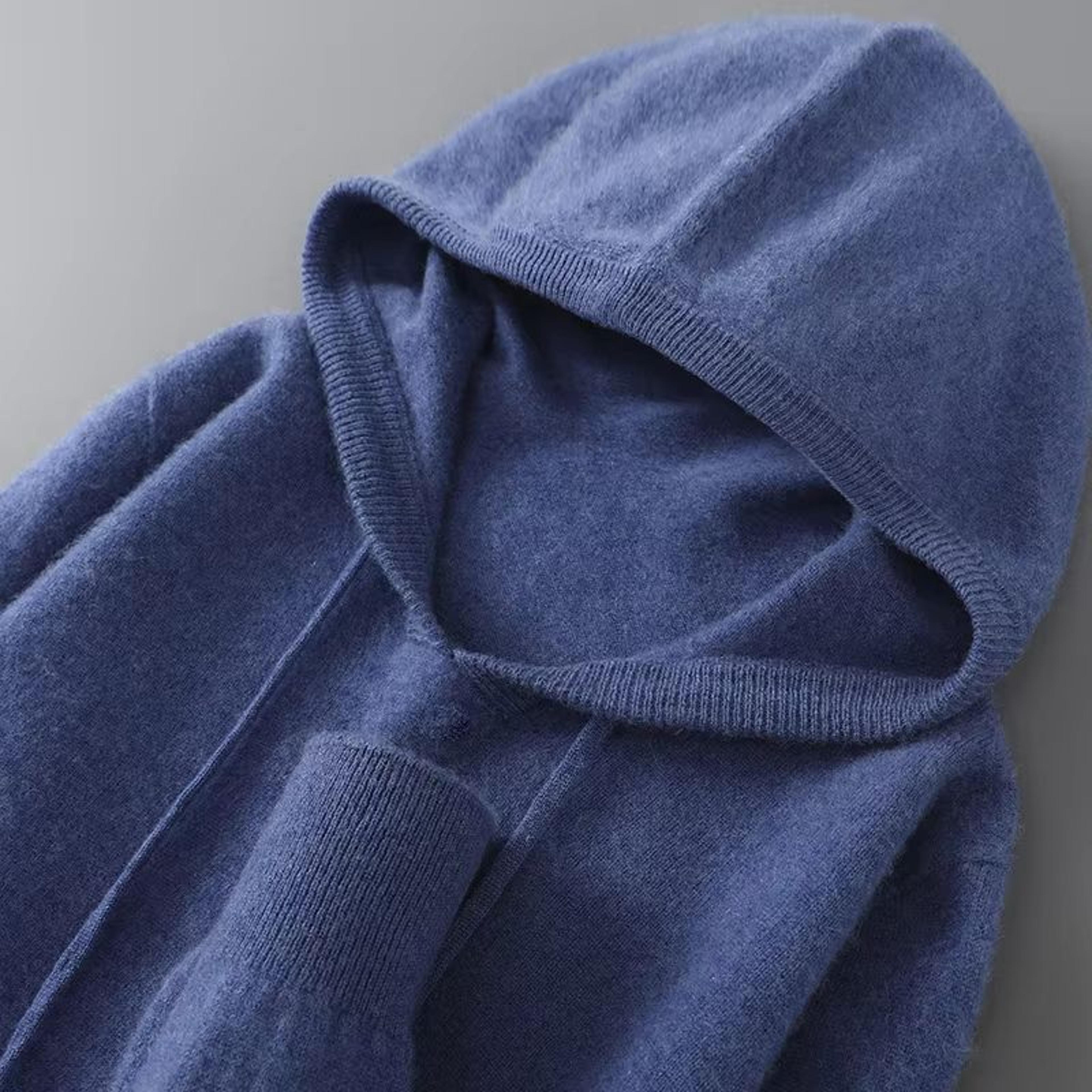 Mens Merino Wool Hooded Sweater Thick Warm Pullover Casual Winter Knit Hoodie 13