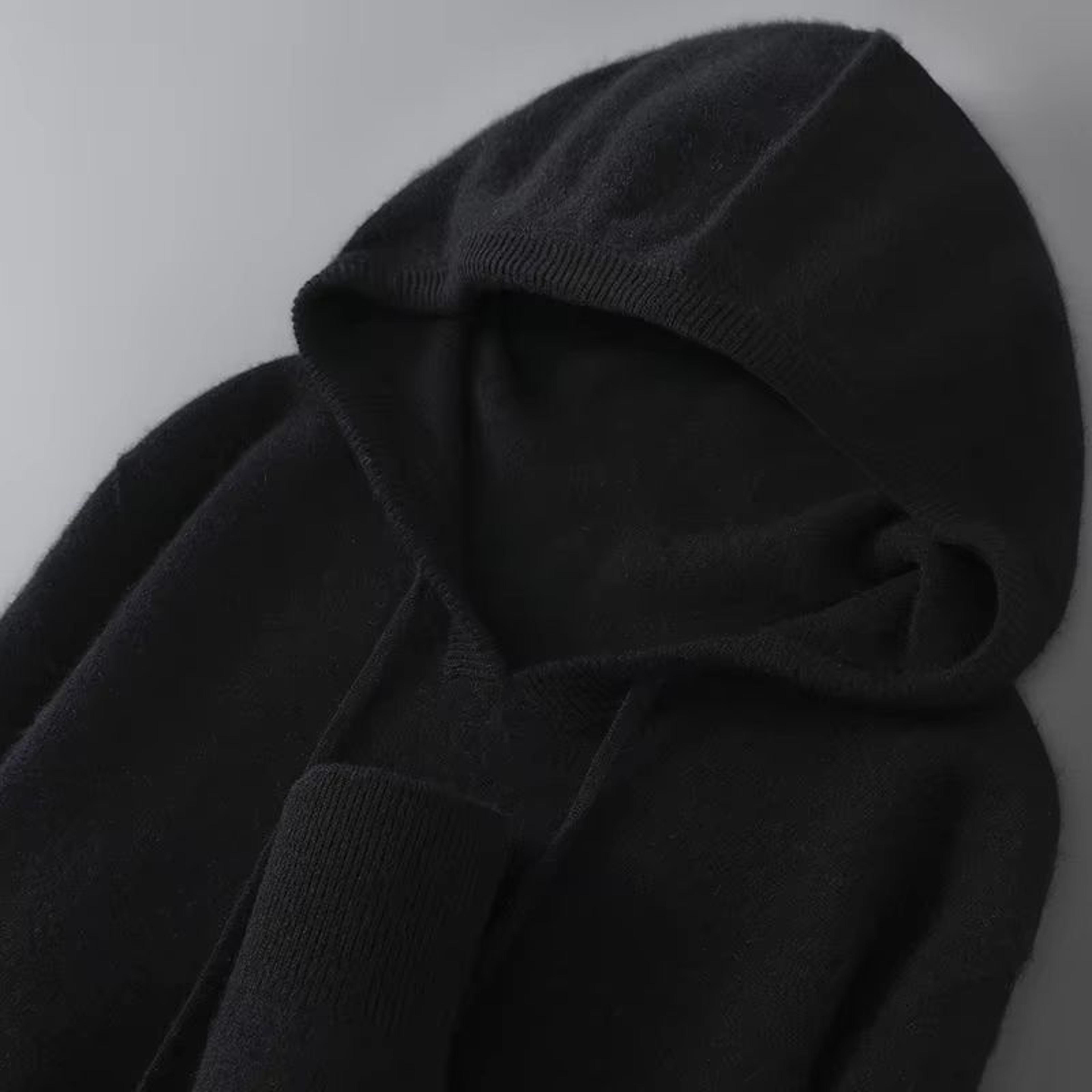 Mens Merino Wool Hooded Sweater Thick Warm Pullover Casual Winter Knit Hoodie 14