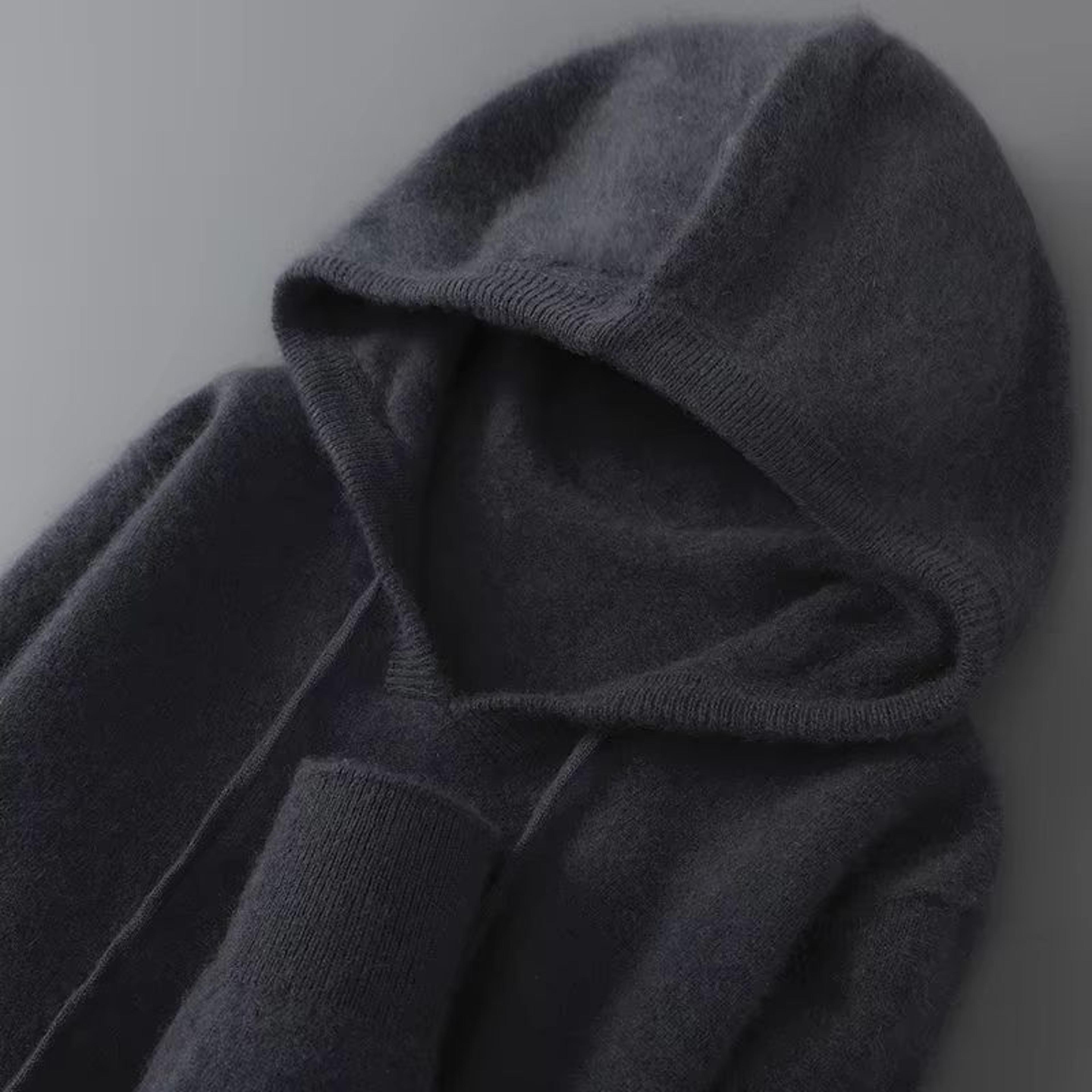 Mens Merino Wool Hooded Sweater Thick Warm Pullover Casual Winter Knit Hoodie 16