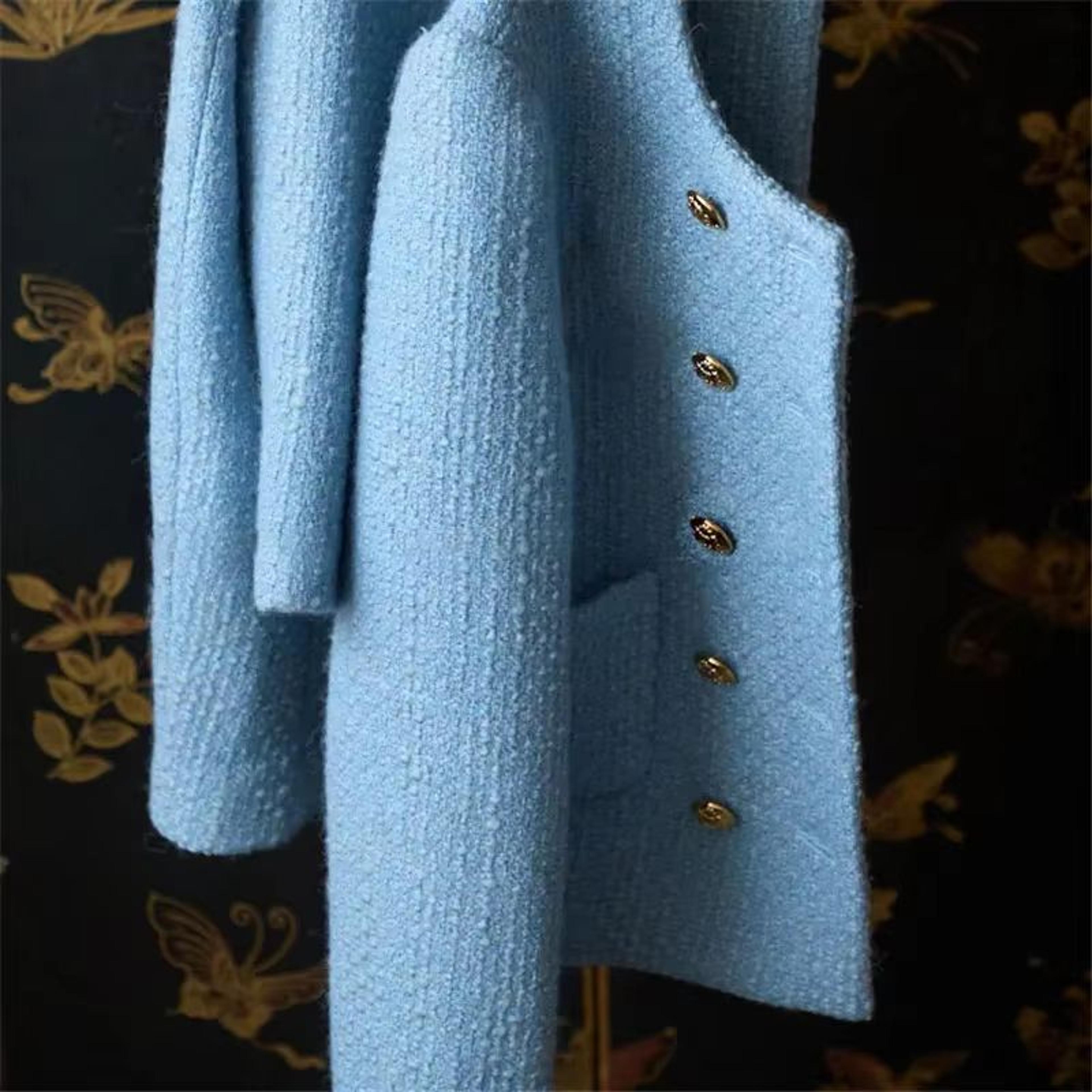Vintage Tweed Jacket Women Slim Fit Short Tweed Jacket Elegant Crew Neck Jacket 2