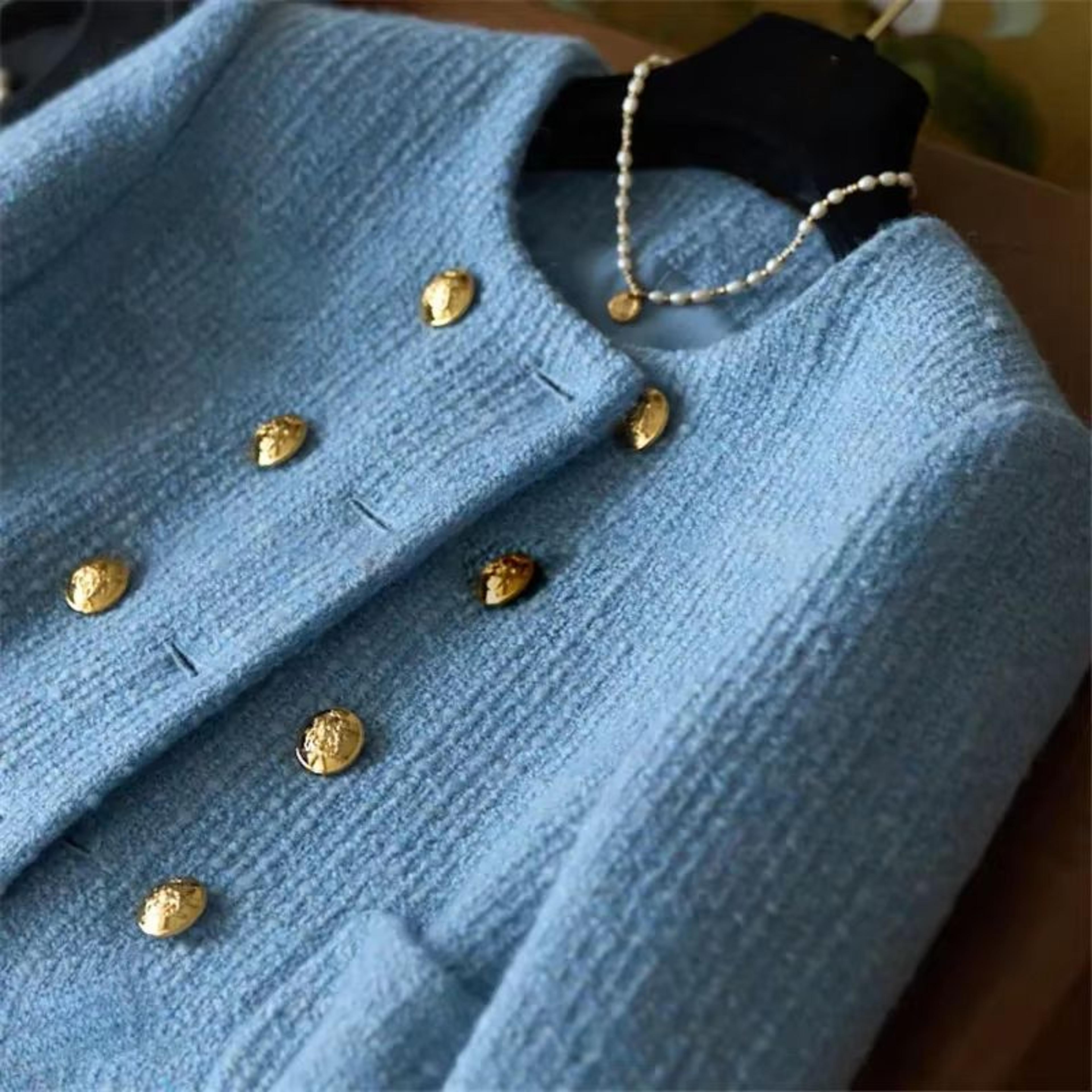 Vintage Tweed Jacket Women Slim Fit Short Tweed Jacket Elegant Crew Neck Jacket 3