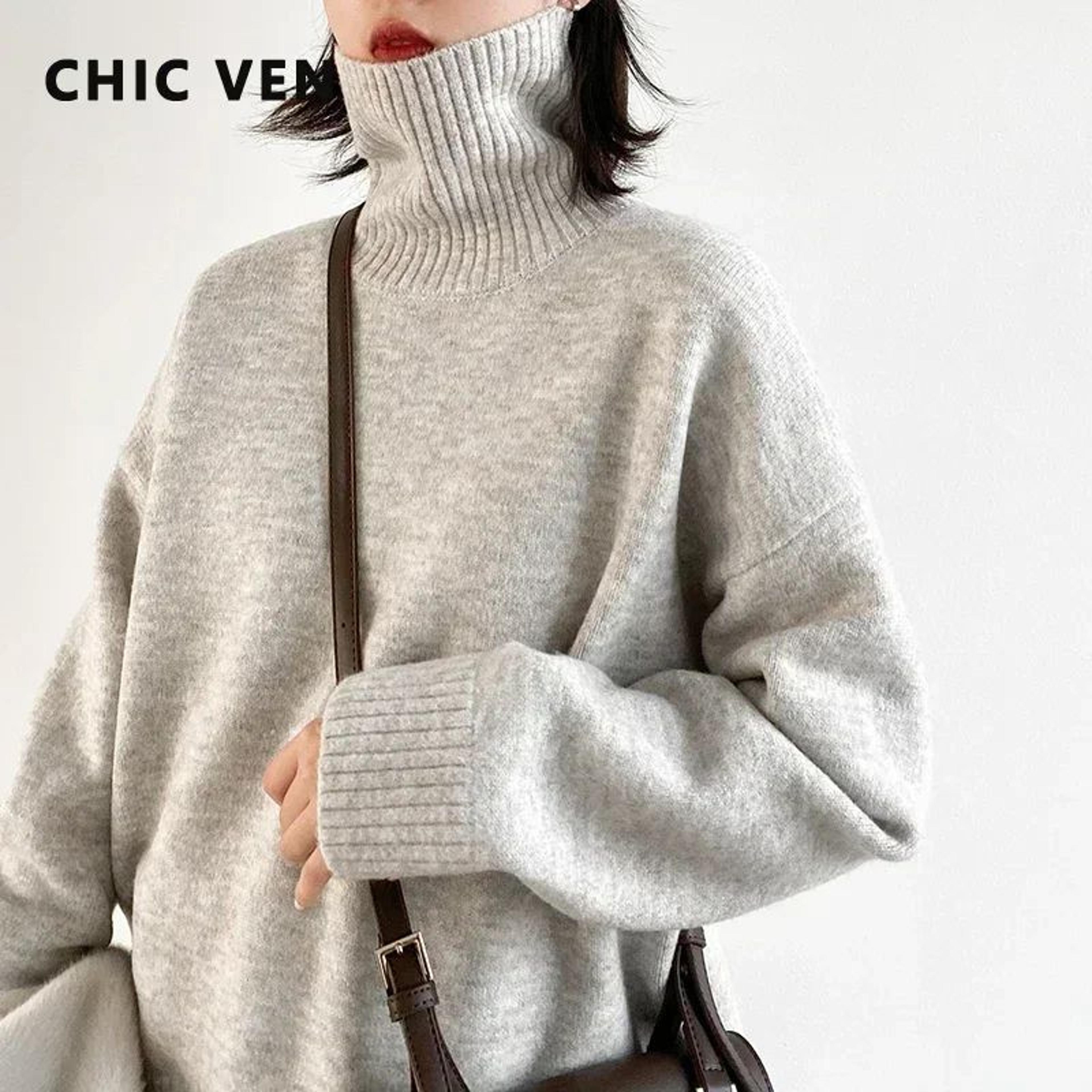 chic ven loose turtleneck sweater warm korean knit pullover soft women winter sweater