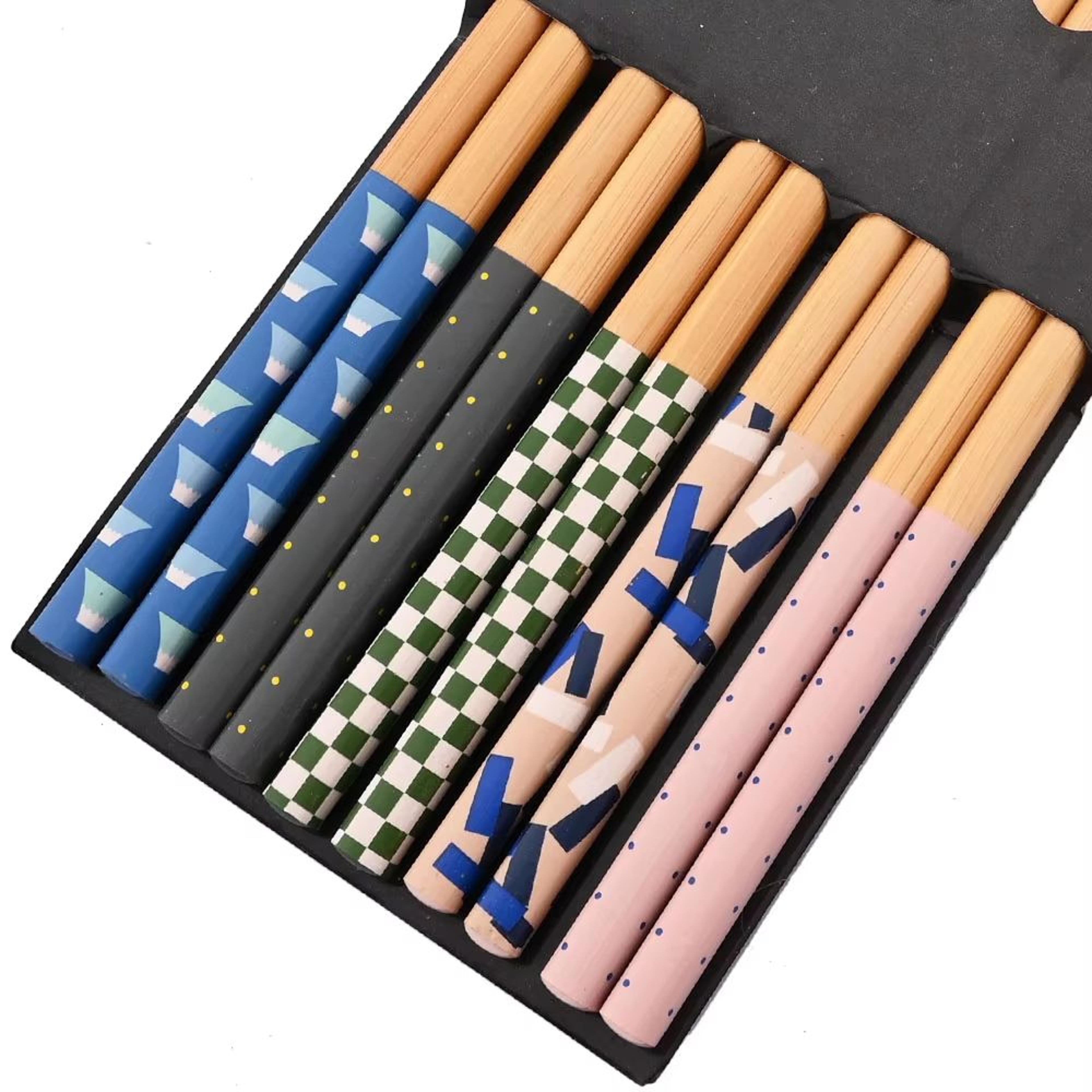 5 Pairs Reusable Bamboo Chopsticks Japanese Style Natural Wooden Sushi Chopsticks Set With Cat  Flo 10