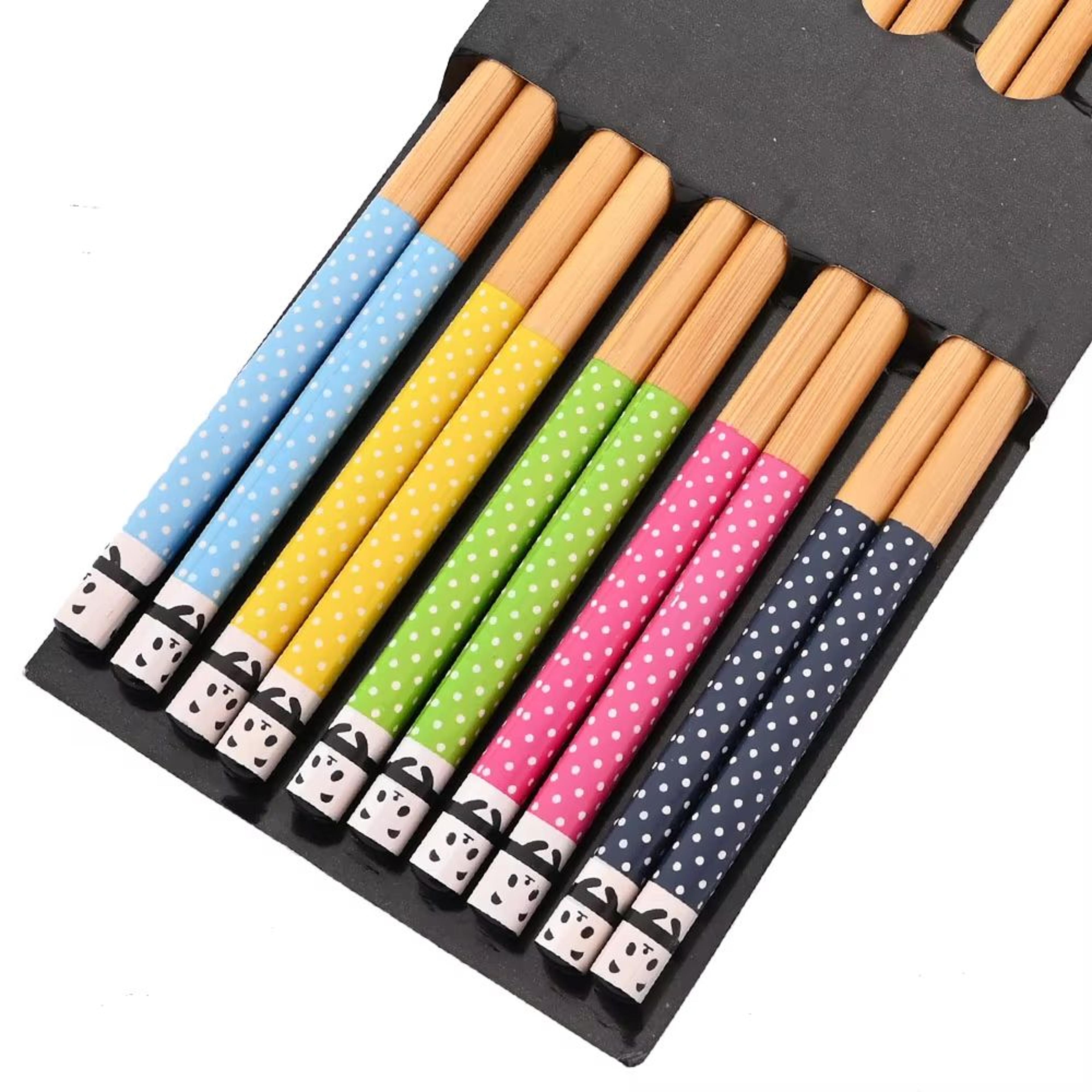 5 Pairs Reusable Bamboo Chopsticks Japanese Style Natural Wooden Sushi Chopsticks Set With Cat  Flo 12