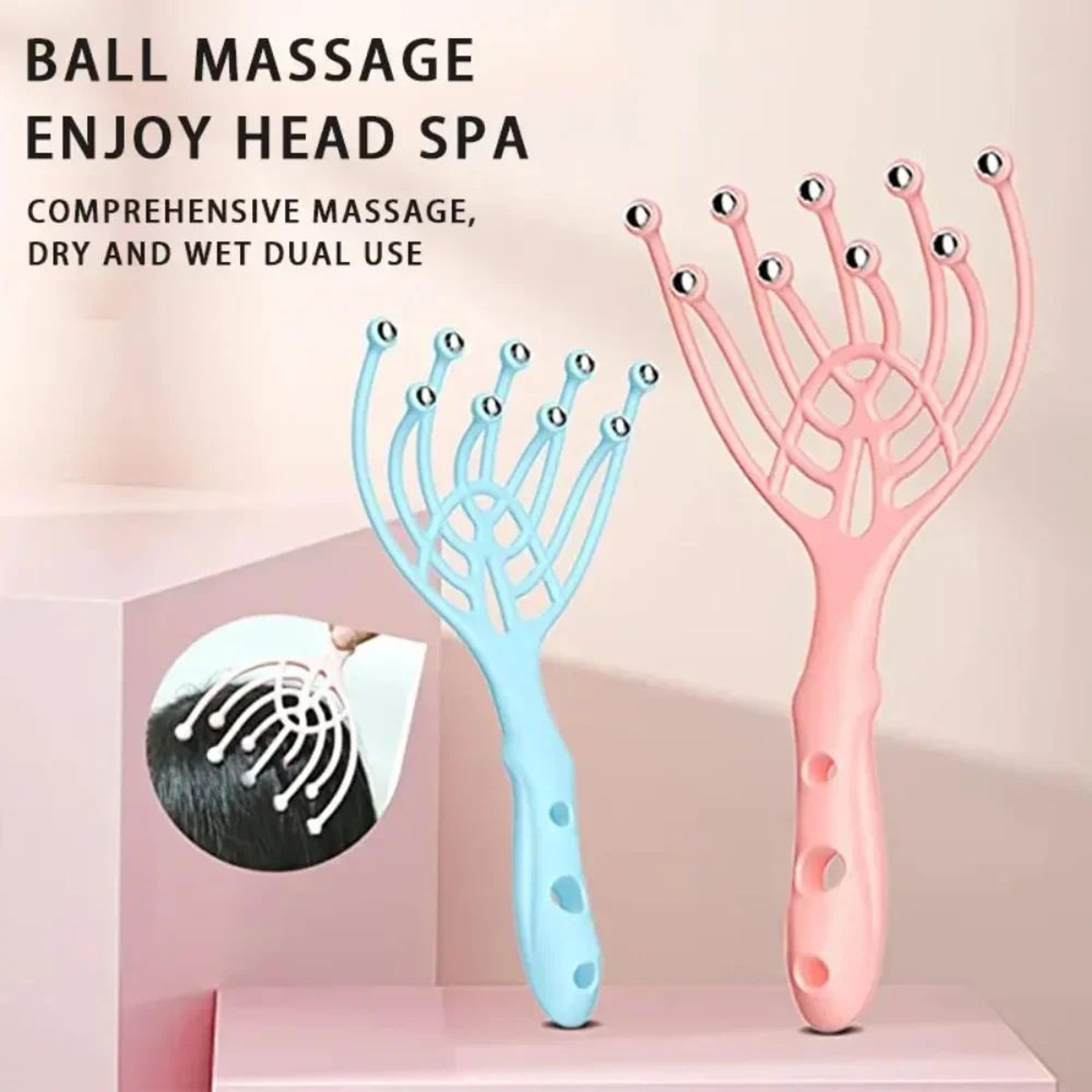 five finger head massager steel ball scalp massage roller for stress relief & hair care
