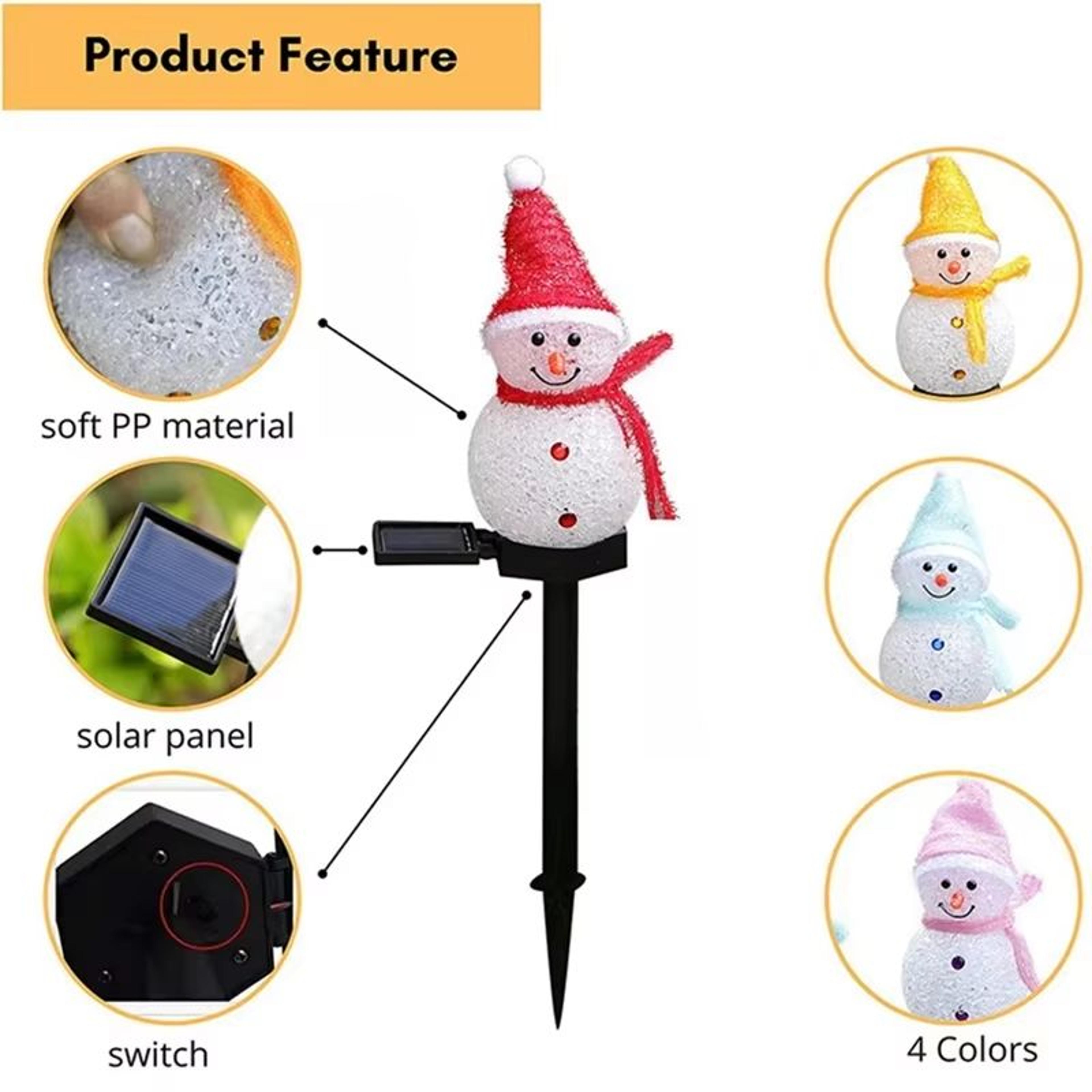 Solar Snowman LED Garden Stake Lights Waterproof Christmas Pathway Decor 2