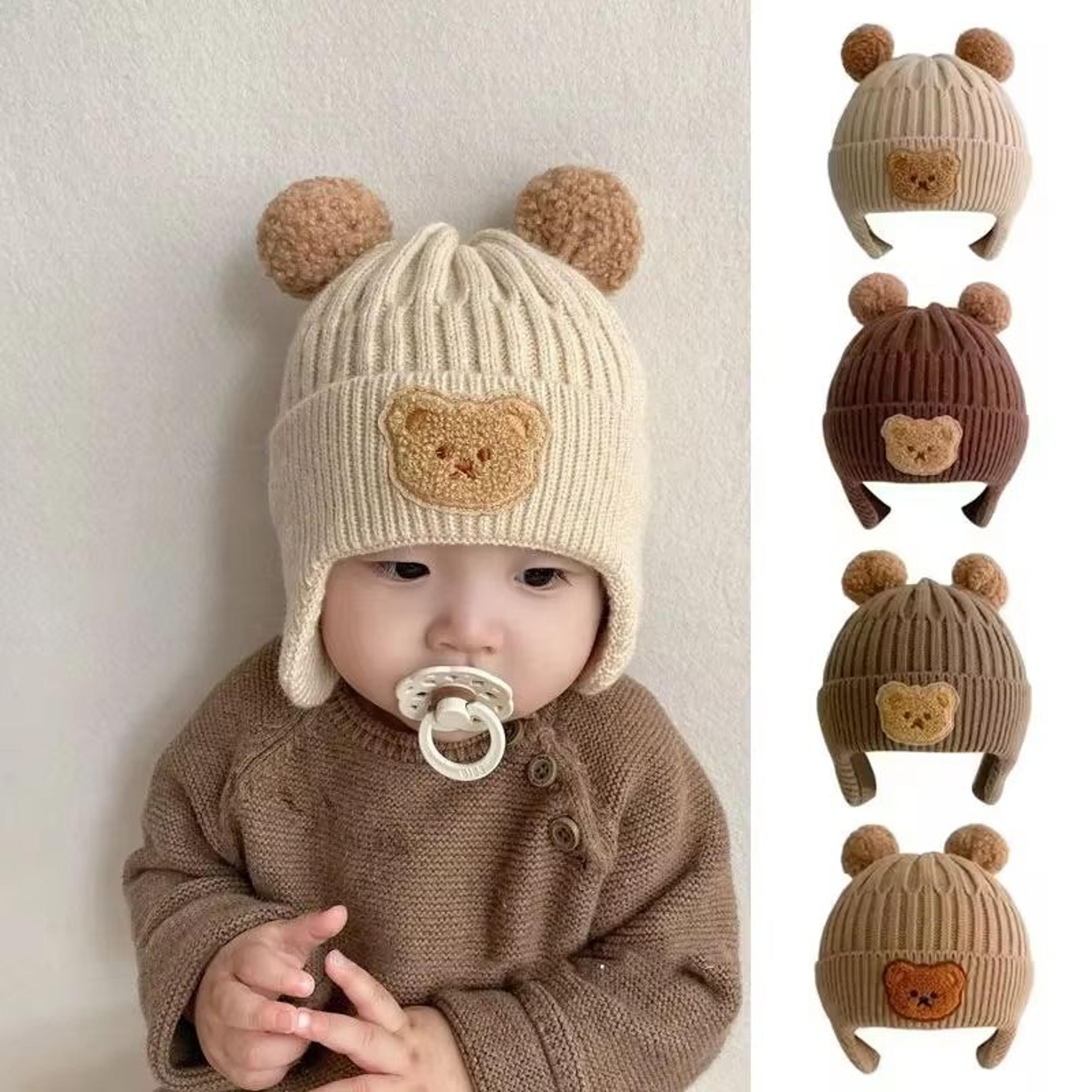 baby bear ear winter wool hat for infants soft warm knit baby beanie
