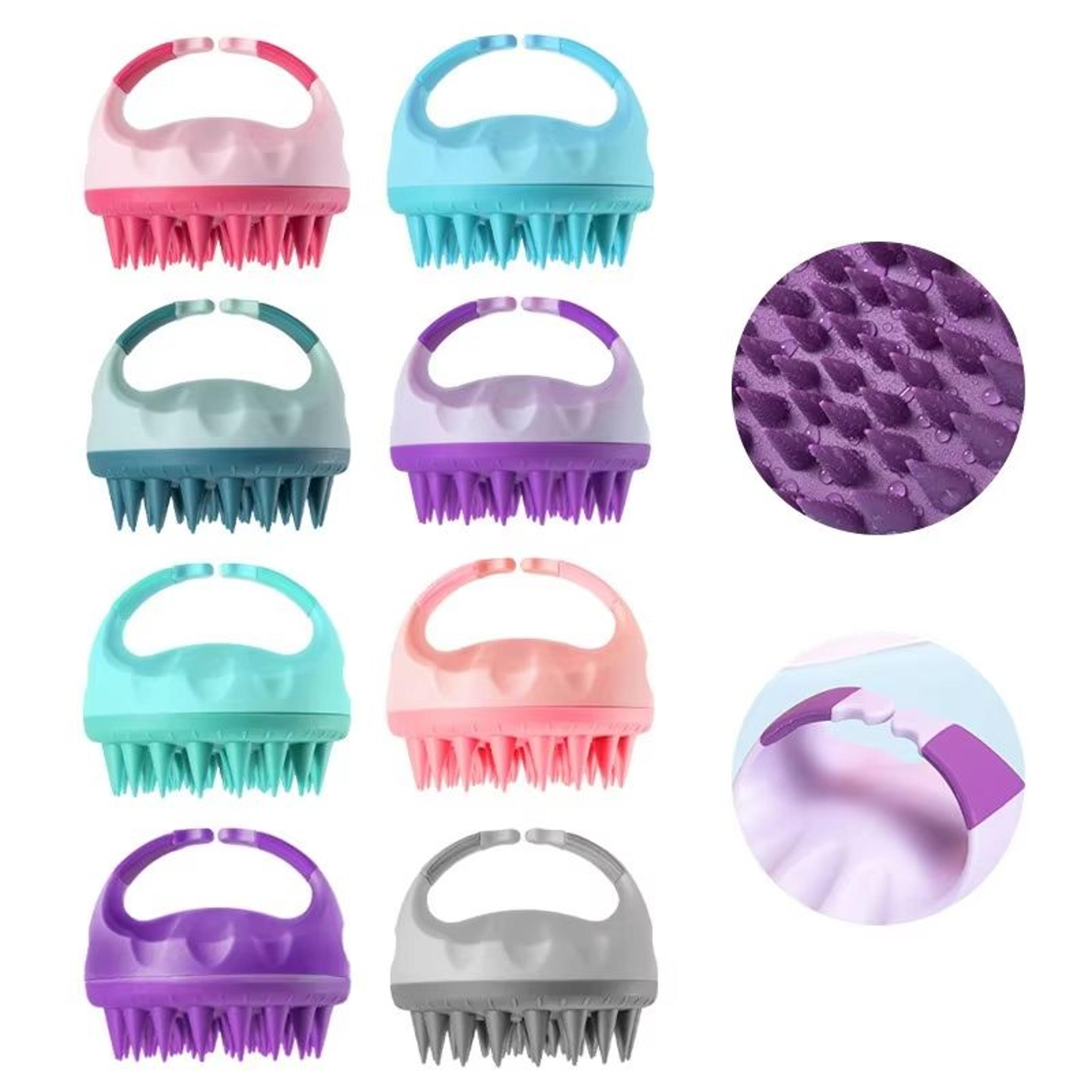 Silicone Scalp Scrubber Shampoo Brush Deep Clean Hair Massager With Handle 1