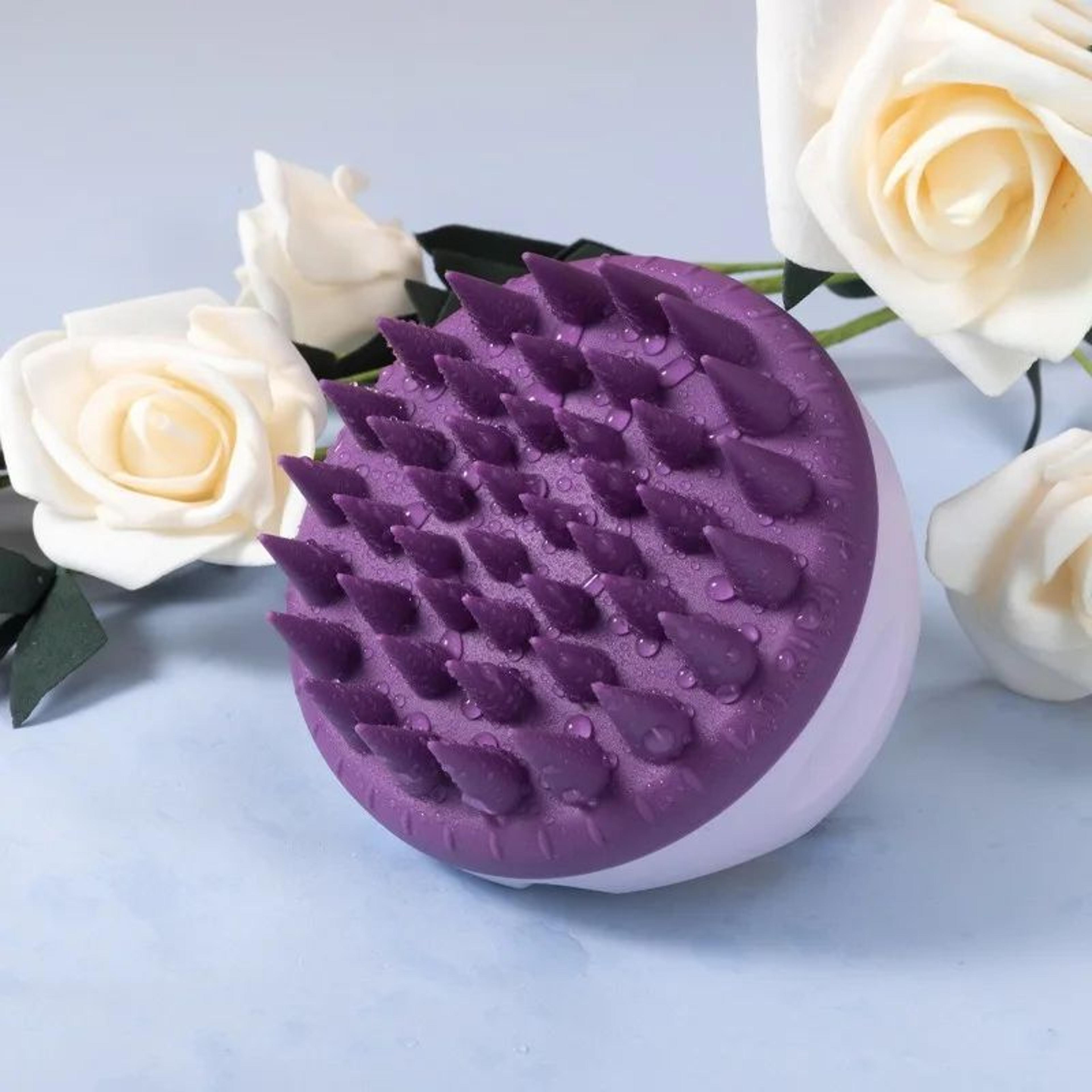 Silicone Scalp Scrubber Shampoo Brush Deep Clean Hair Massager With Handle 2