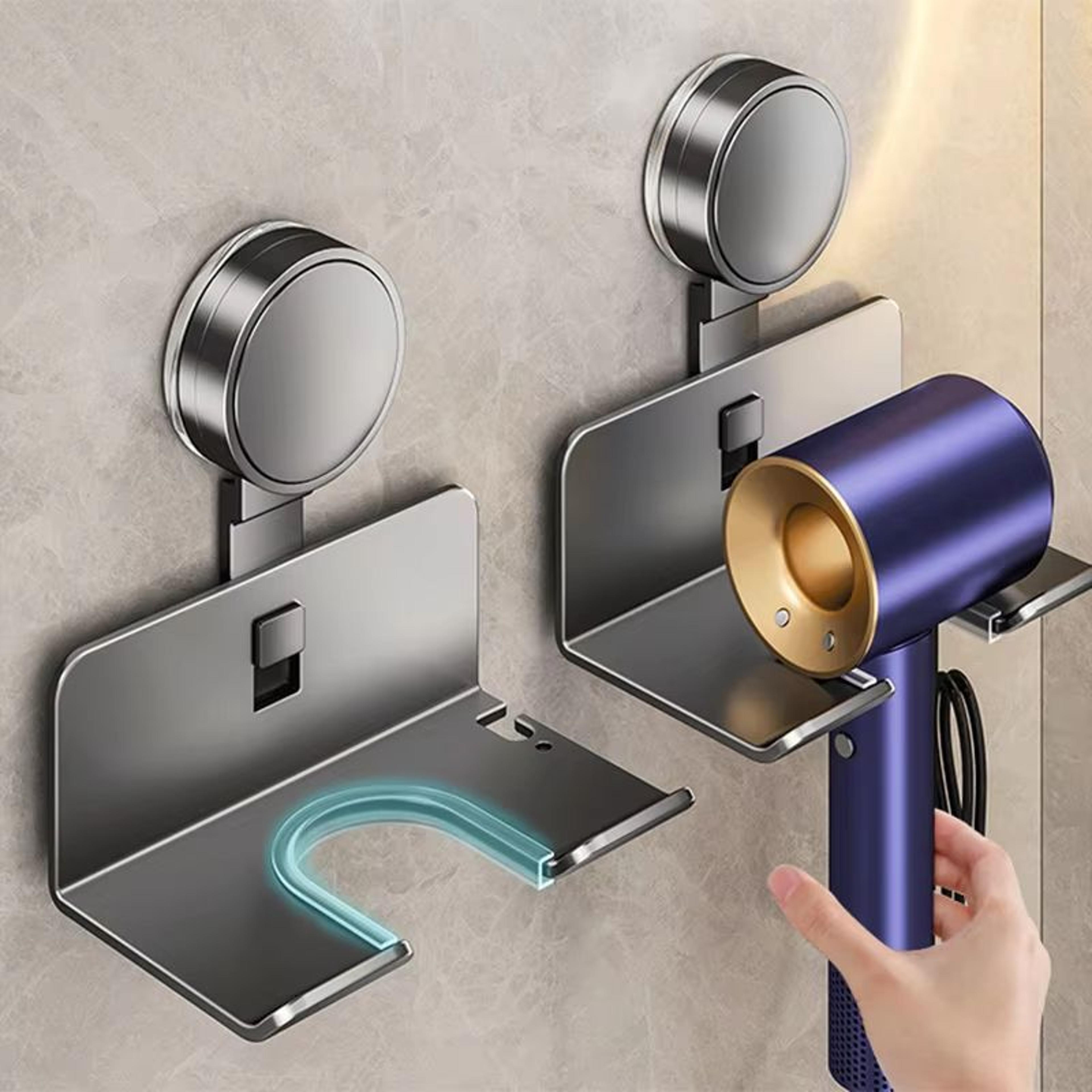 suction cup hair dryer holder wall mount – adjustable no drill rack for dyson & universal hair dryers