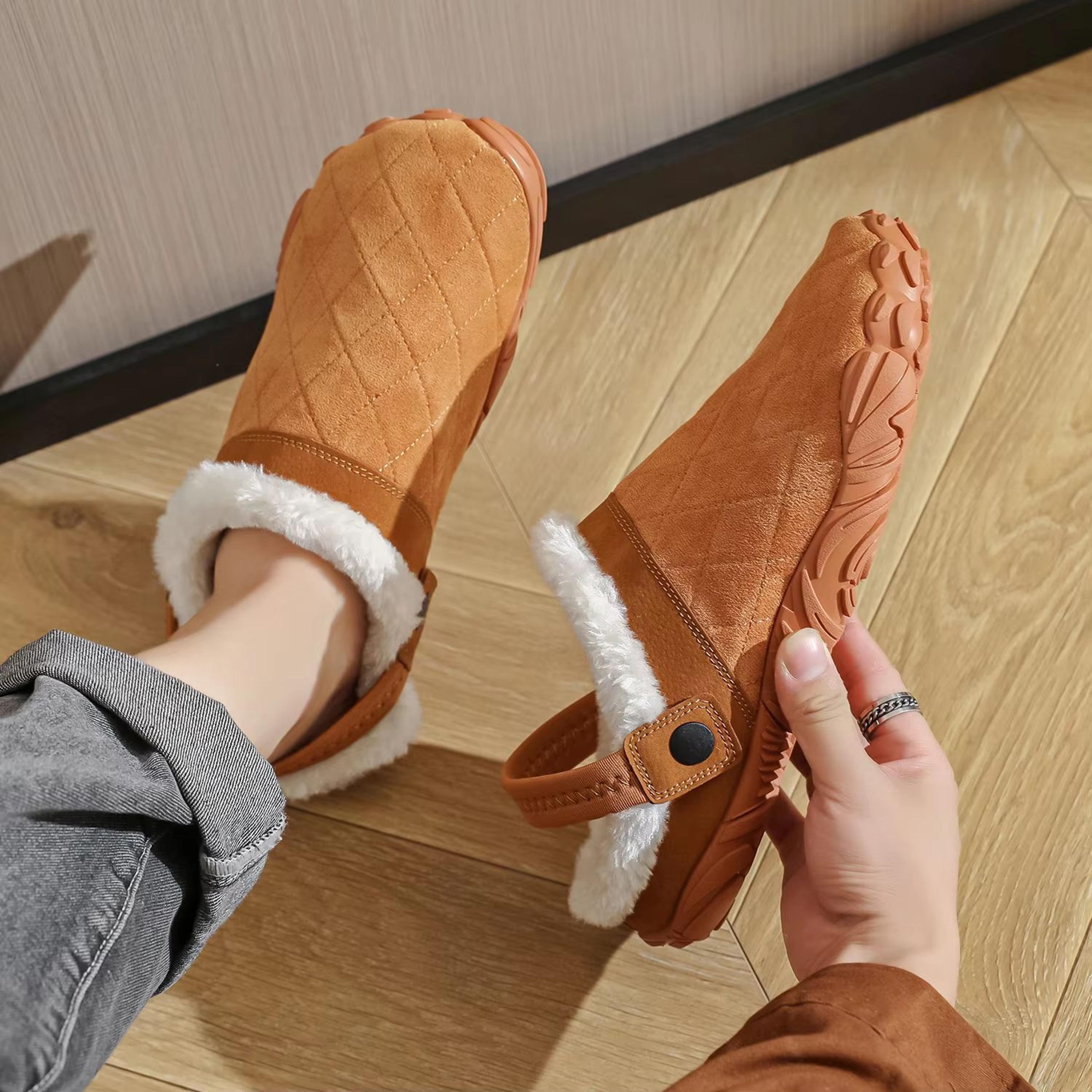 Chamois Leather Wide Toe Slippers Warm Barefoot Indoor House Shoes 4