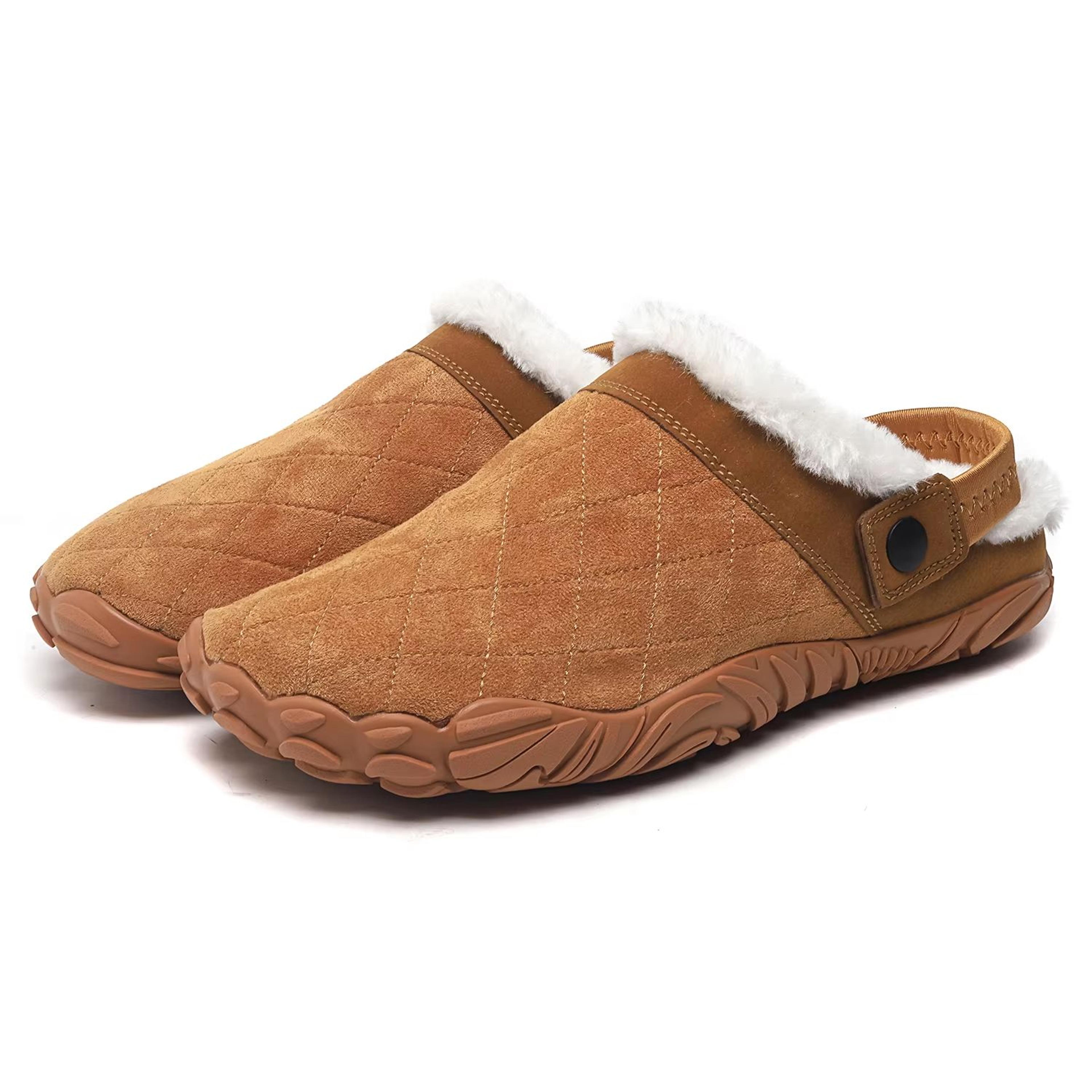 Chamois Leather Wide Toe Slippers Warm Barefoot Indoor House Shoes 6