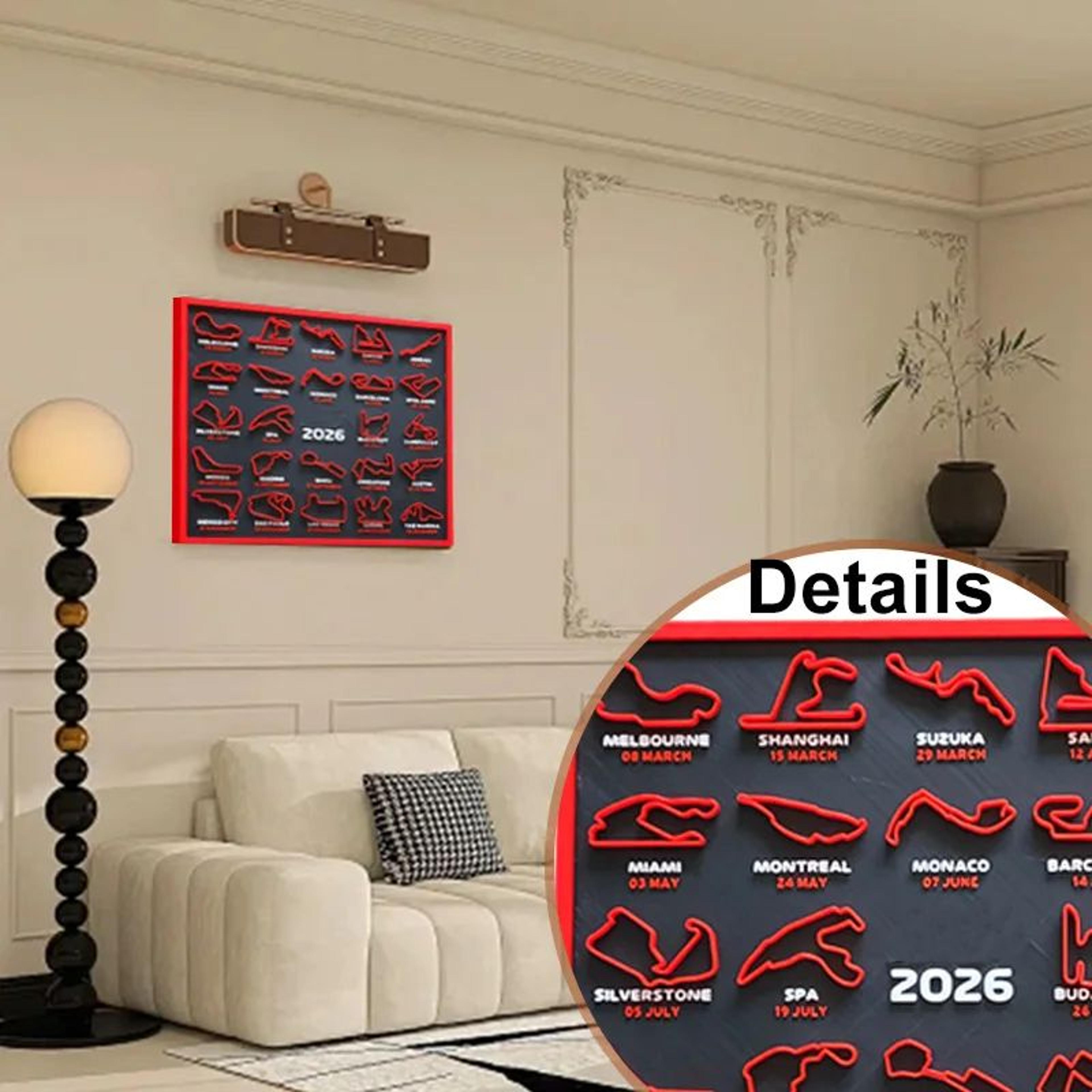 2026 formula 1 racing map poster modern circuit wall art for home and office decor
