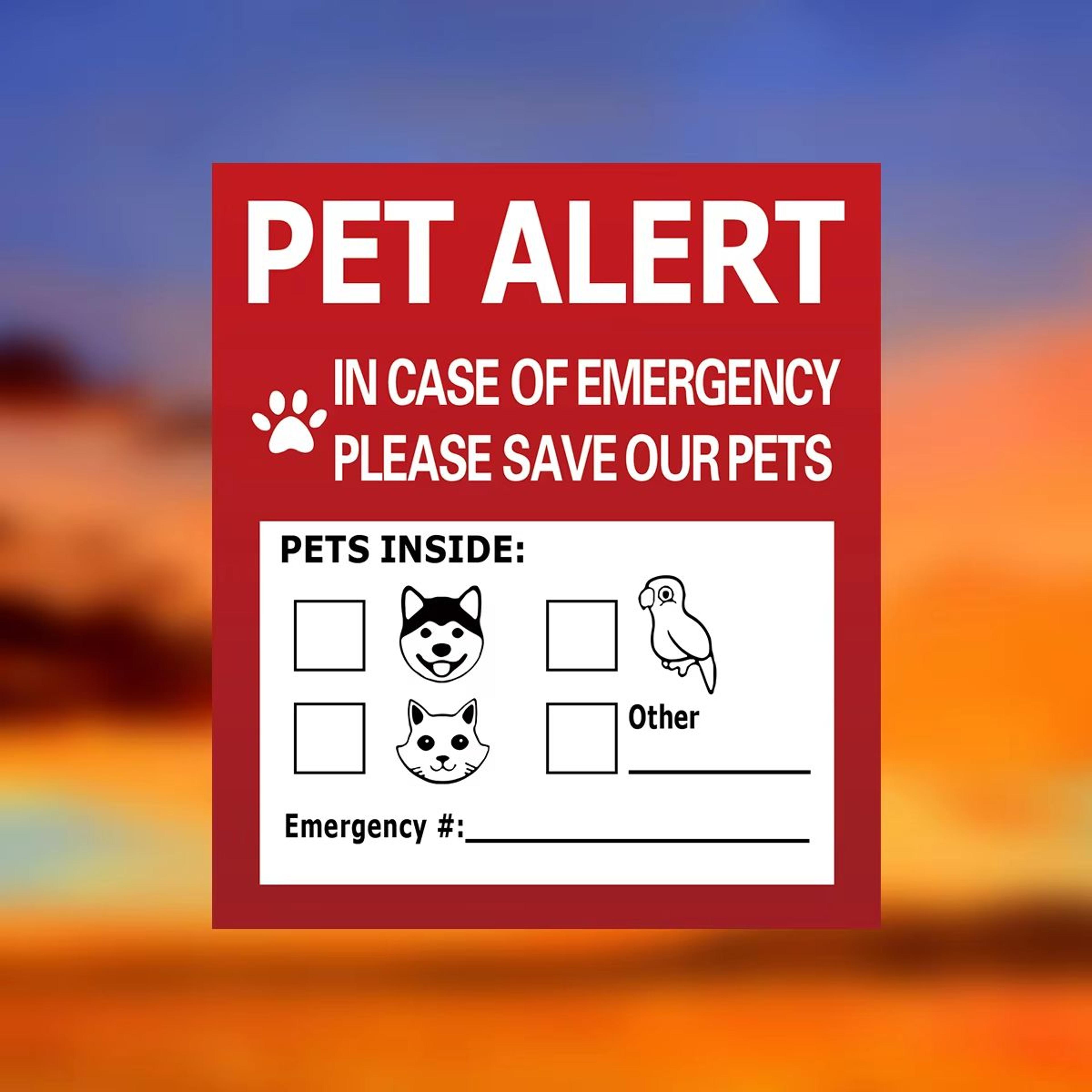 Pet Alert Emergency Window Stickers 4 Pack Save My Pets Rescue Decals 1