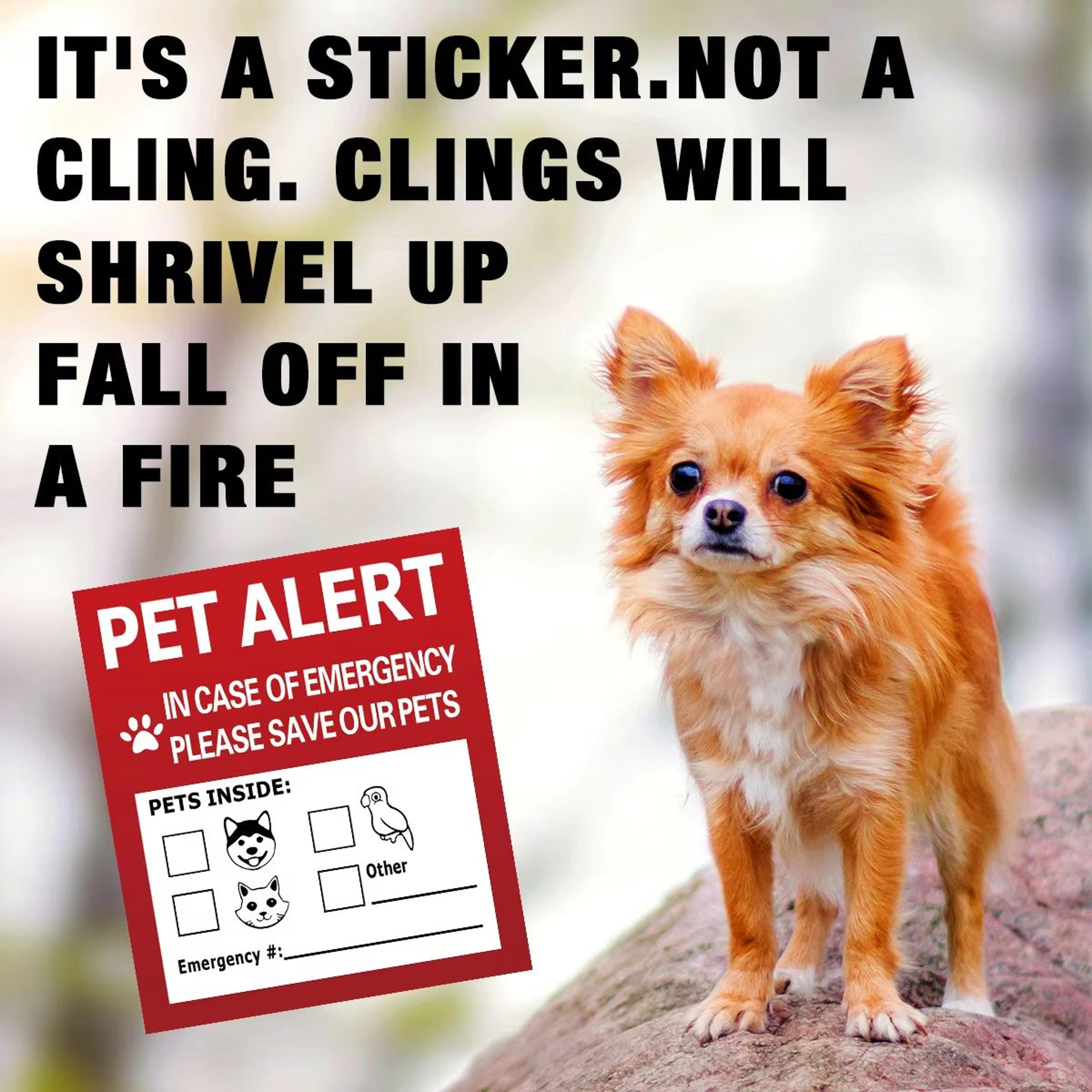 Pet Alert Emergency Window Stickers 4 Pack Save My Pets Rescue Decals 4