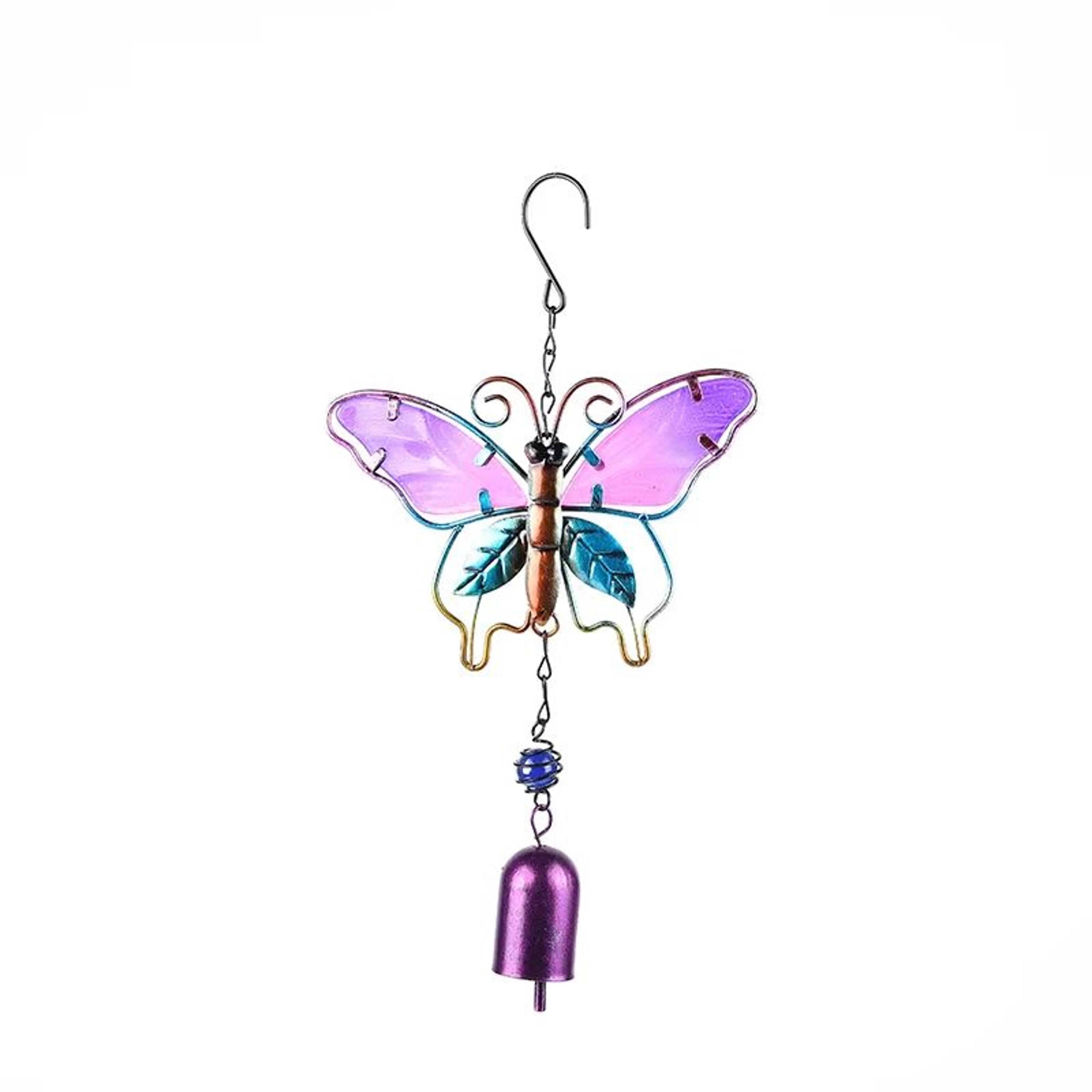 Hummingbird Dragonfly Wind Chime With Painted Glass Metal Art For Garden Decor 13