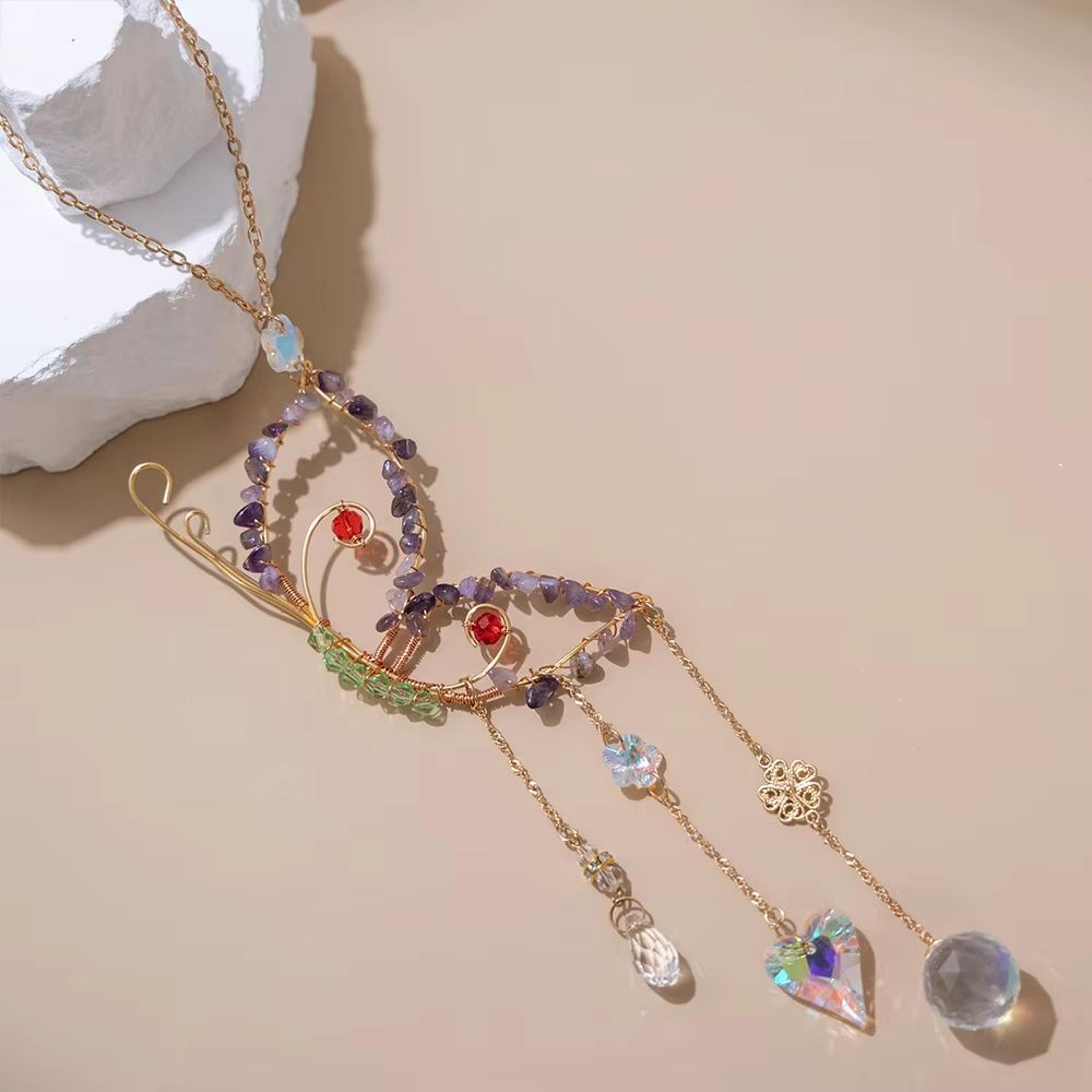 Crystal Sun Moon Wind Chime Suncatcher Prism Hanging Decor For Window And Garden 2