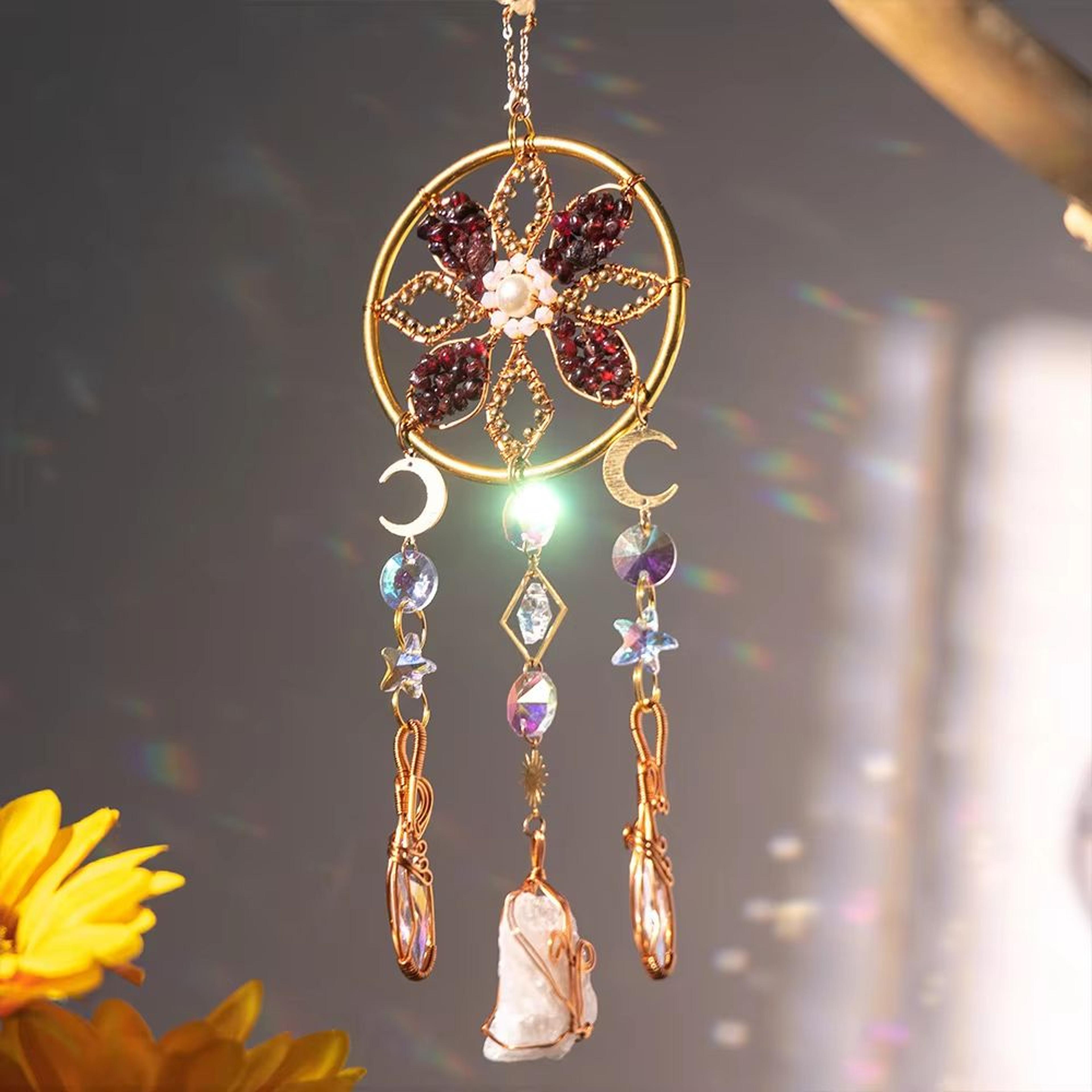 Crystal Sun Moon Wind Chime Suncatcher Prism Hanging Decor For Window And Garden 5