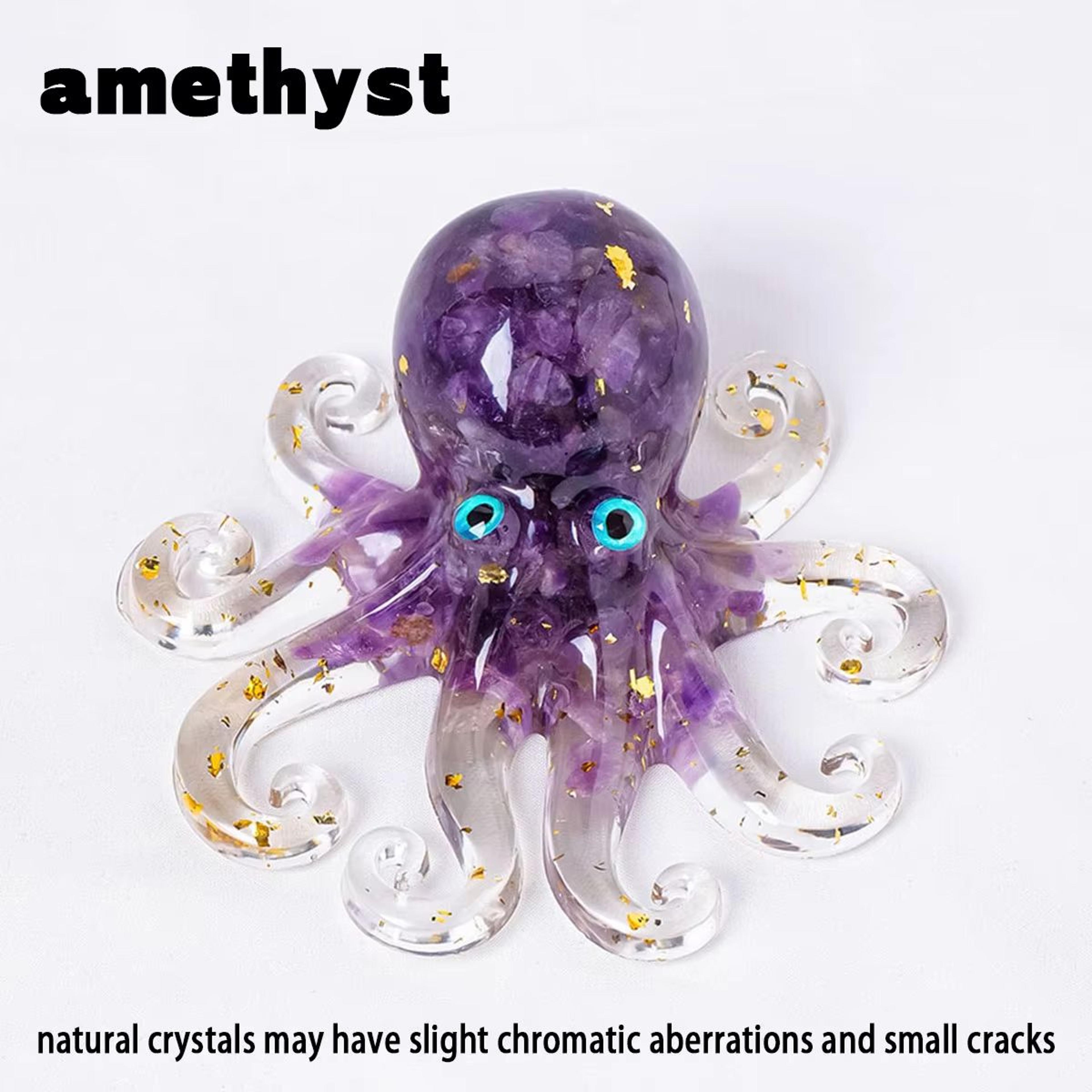 Natural Crystal Octopus Resin Statue Reiki Healing Decorative Ornament 7