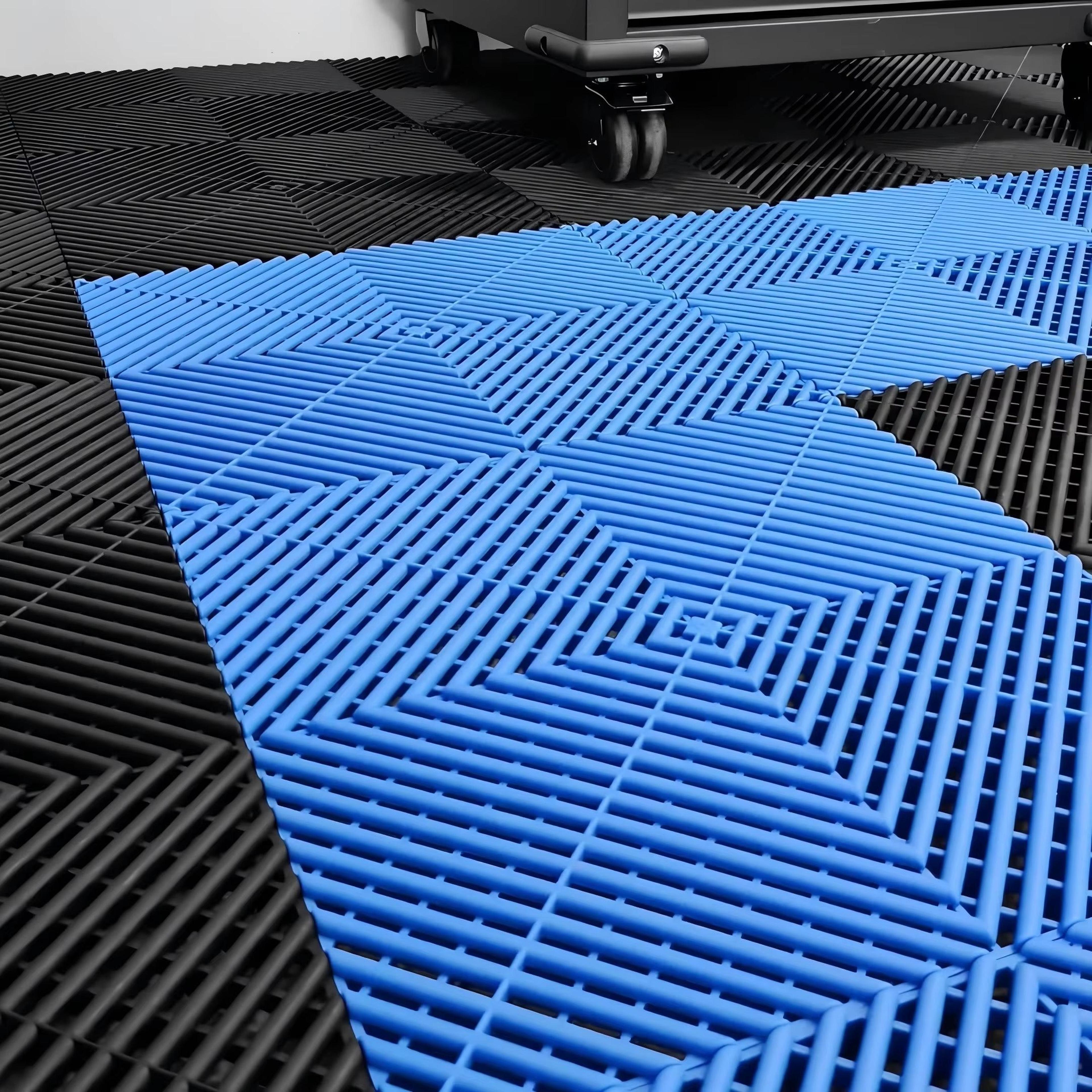 heavy duty interlocking garage floor tiles 15.75x15.75in drainage car wash mat
