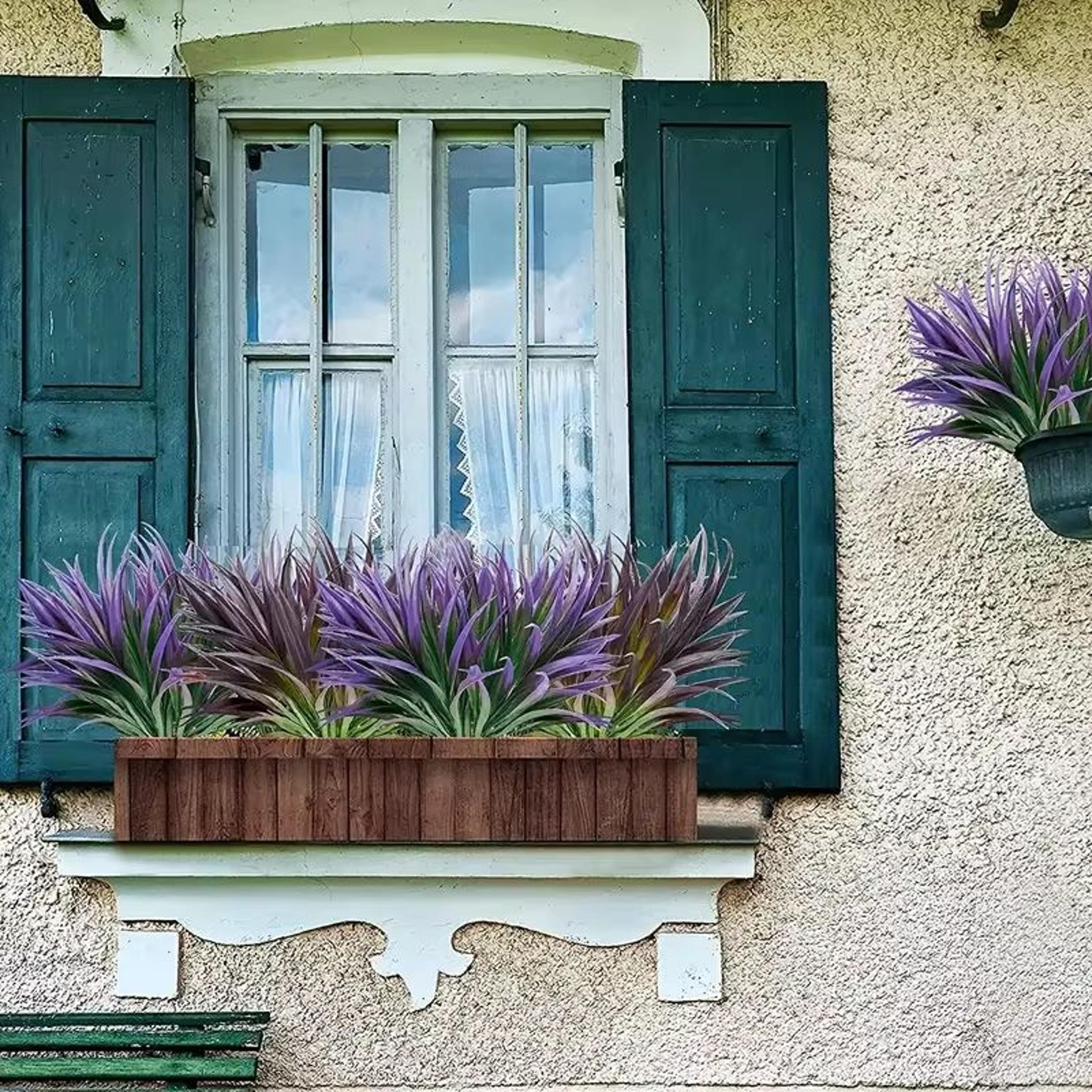 UV Resistant Artificial Outdoor Plants Set Tall Grass Tropical Faux Greenery Decor 4