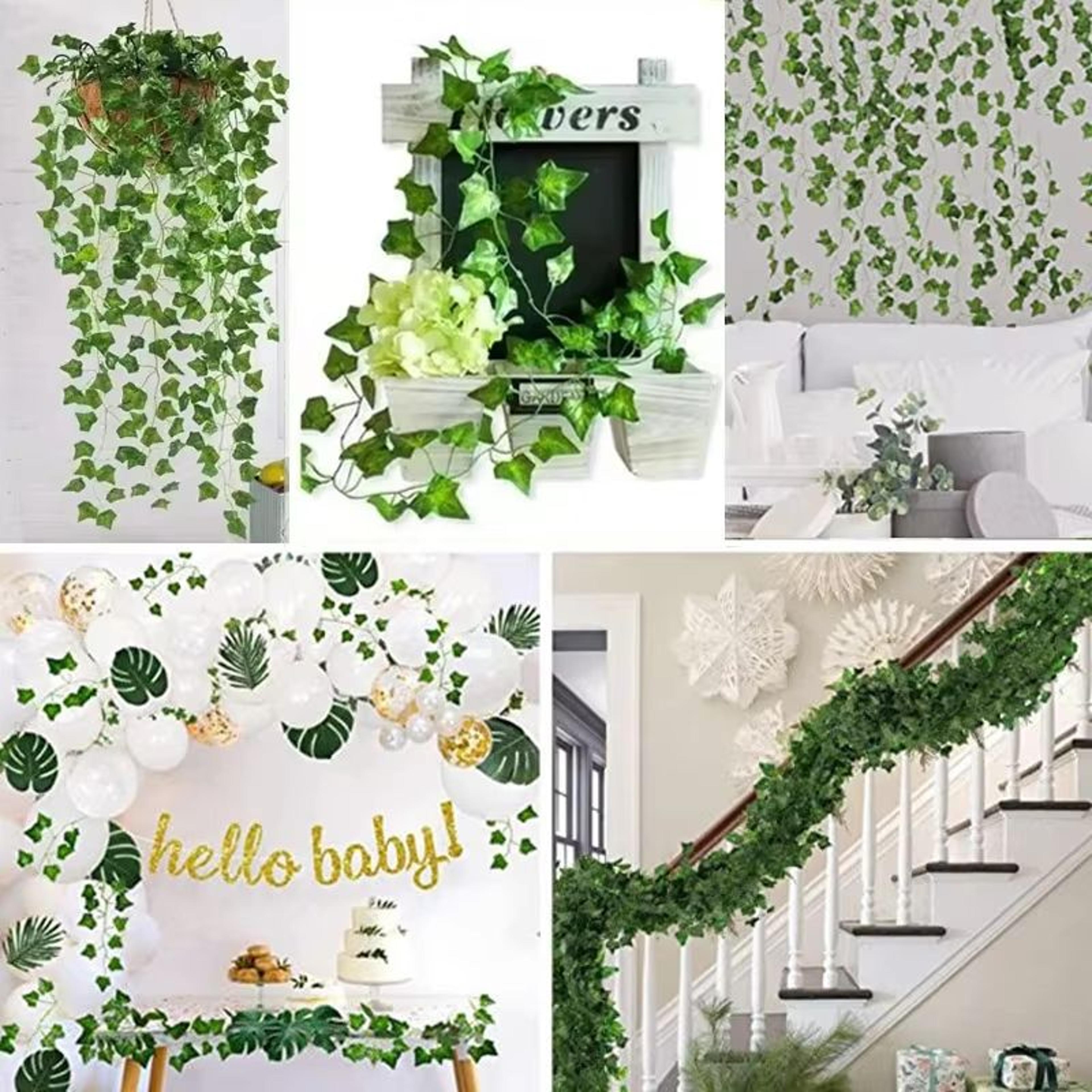 Artificial Ivy Garland Hanging Vine Realistic Green Leaves Wall And Garden Decor 4