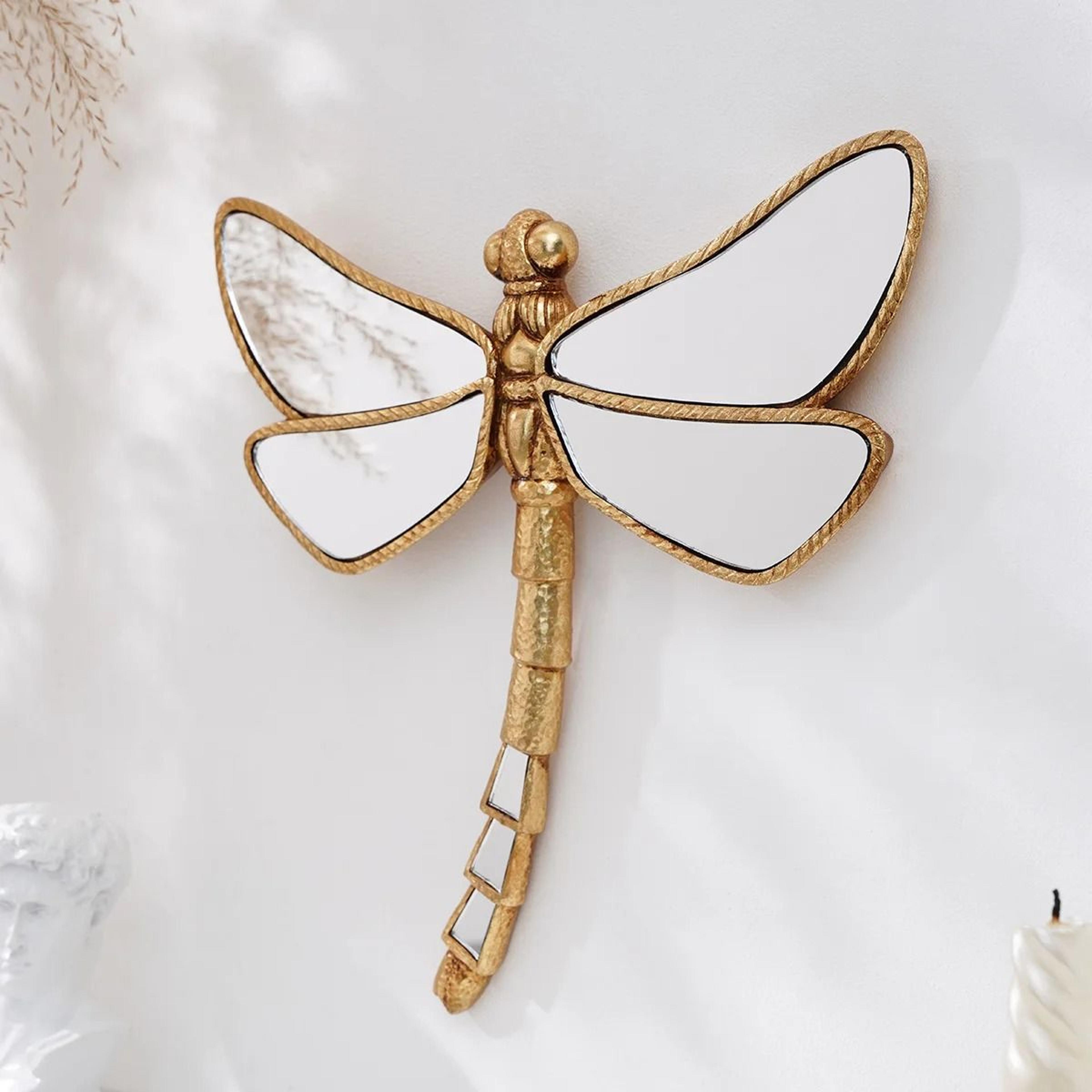 Golden MirrorFinish Dragonfly Wall Hanging Resin Decor 3