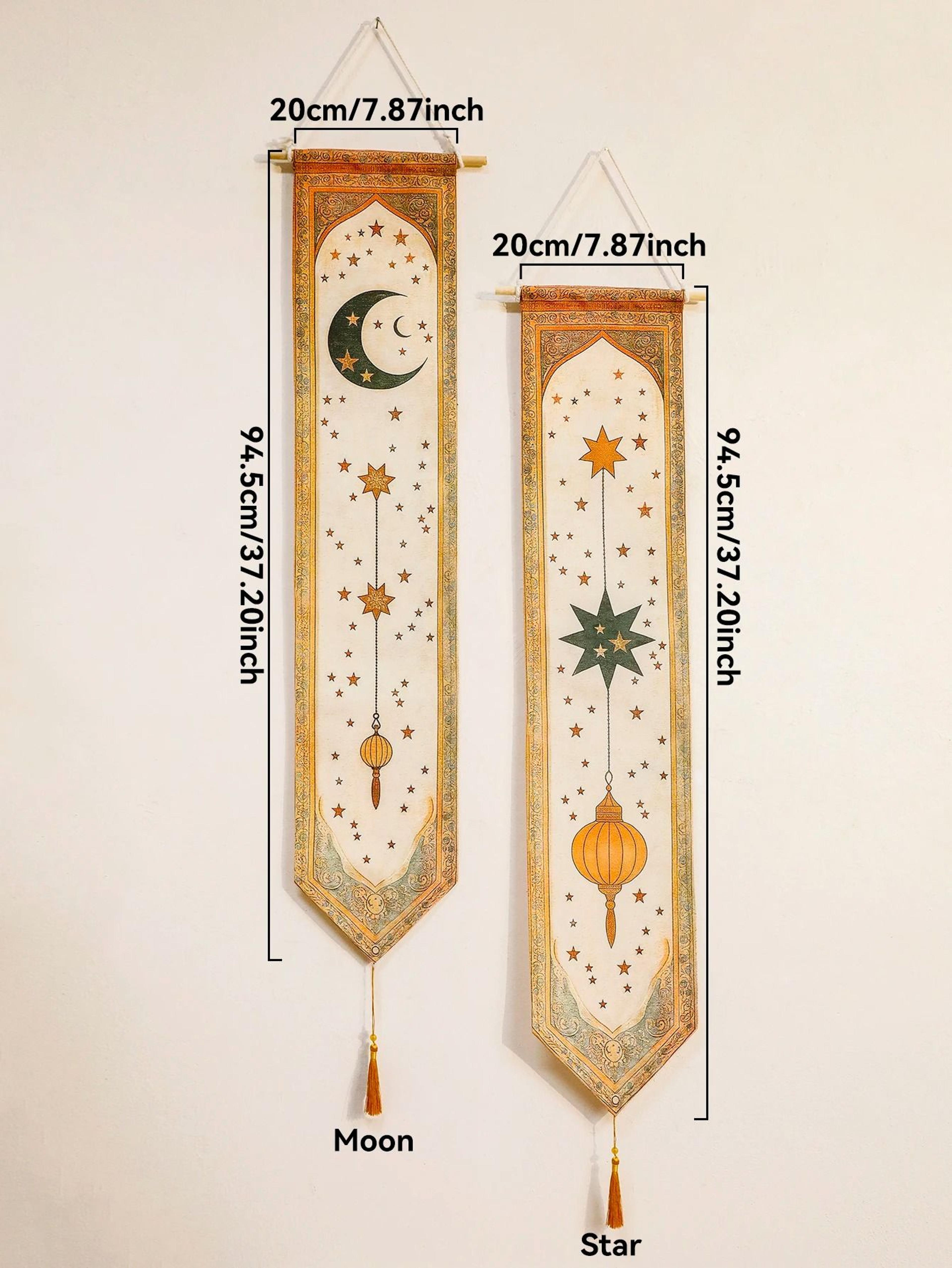 Islamic Ramadan Moon Star Lantern Wall Banner Eid Mubarak Tapestry Decor 6