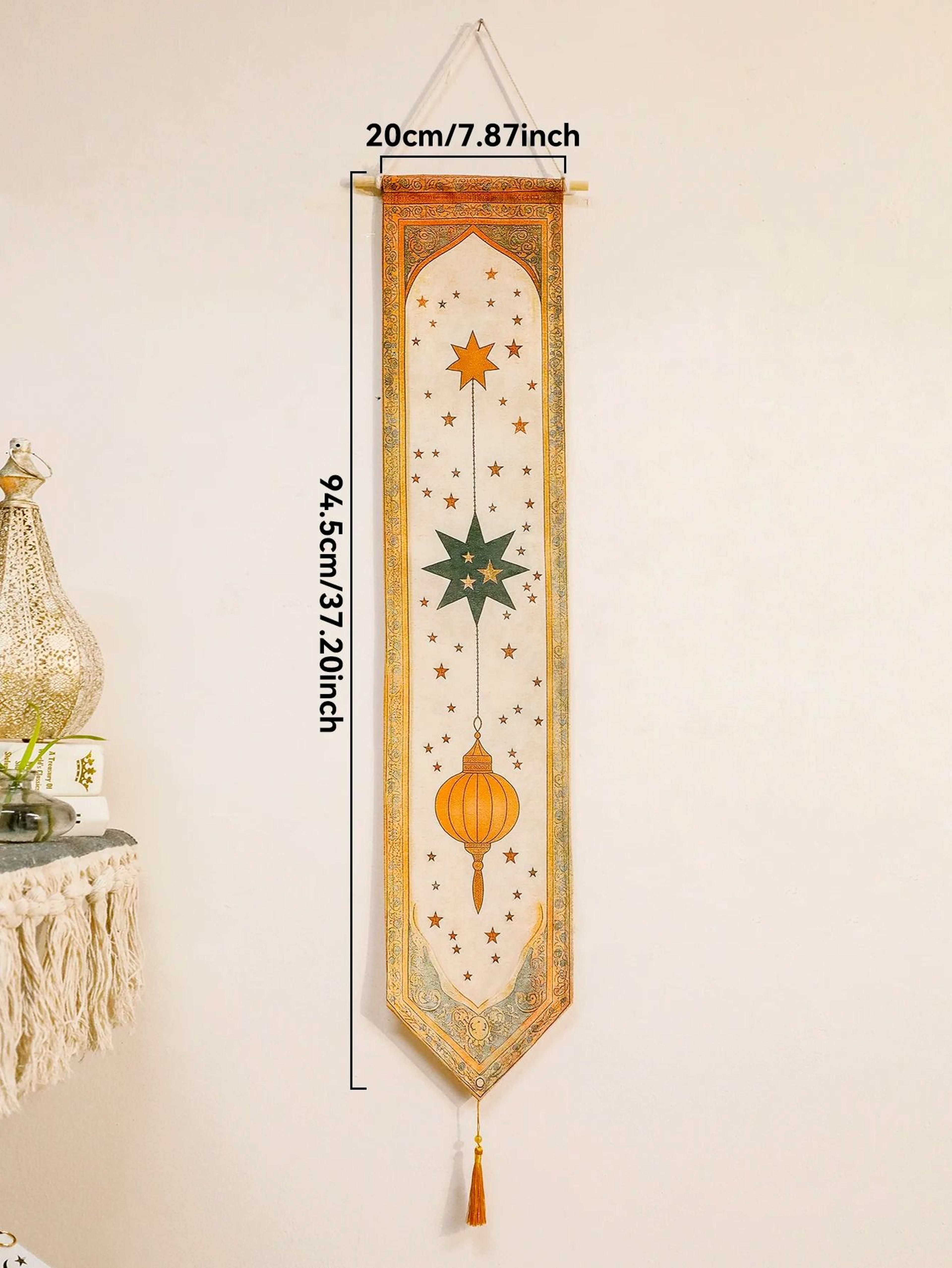 Islamic Ramadan Moon Star Lantern Wall Banner Eid Mubarak Tapestry Decor 8