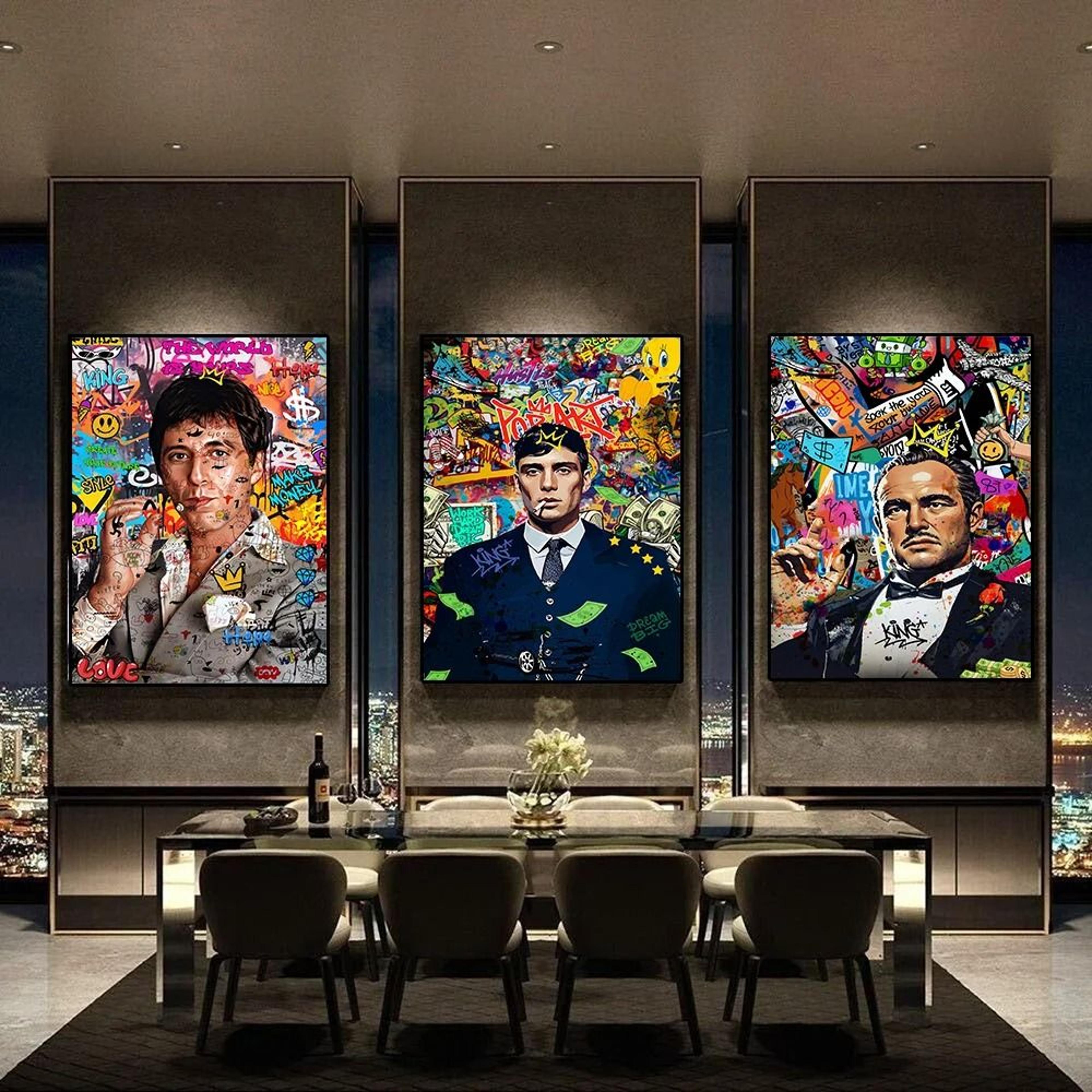 Retro 80s Gangster Graffiti Canvas Wall Art Print For Urban Street Style Decor 2