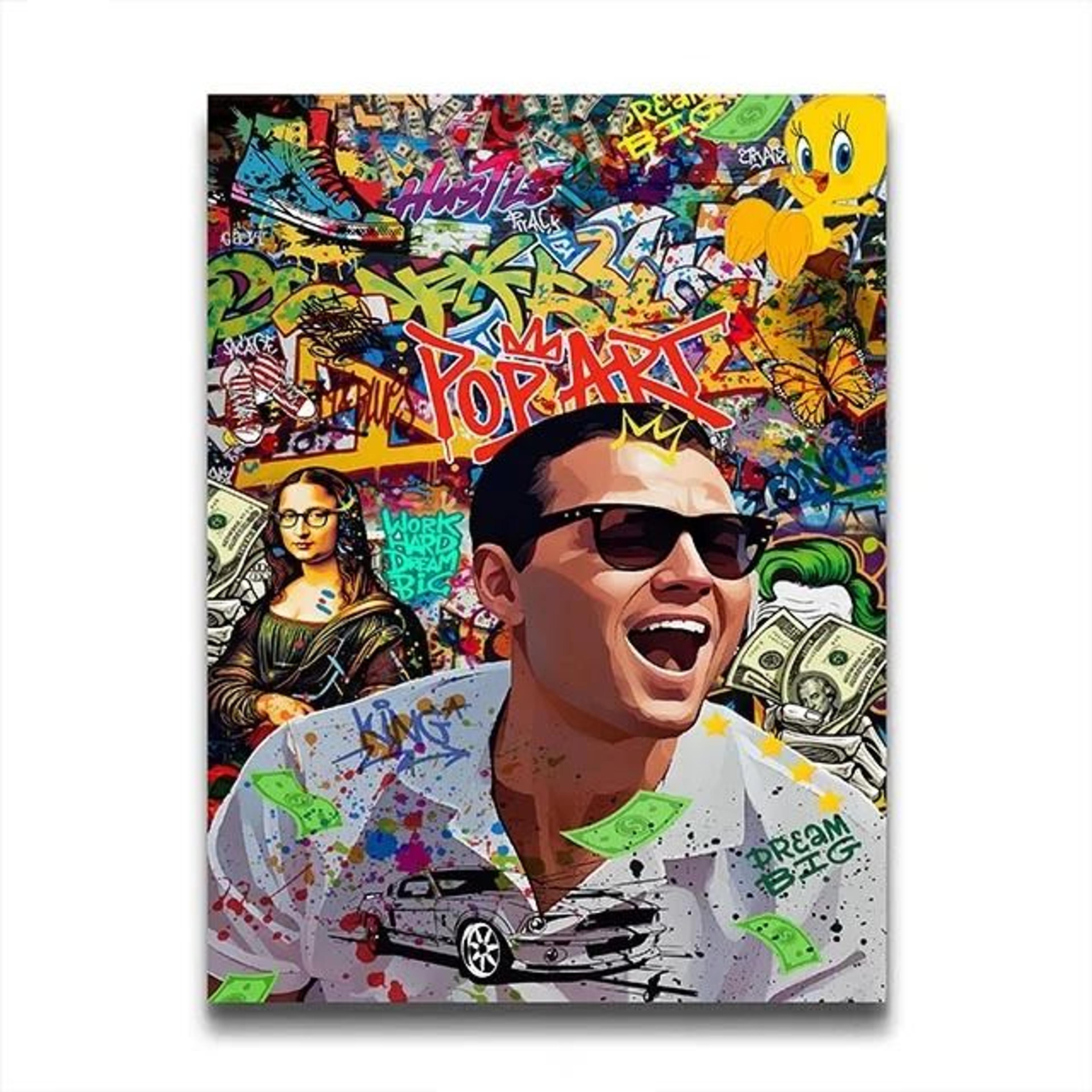 Retro 80s Gangster Graffiti Canvas Wall Art Print For Urban Street Style Decor 9