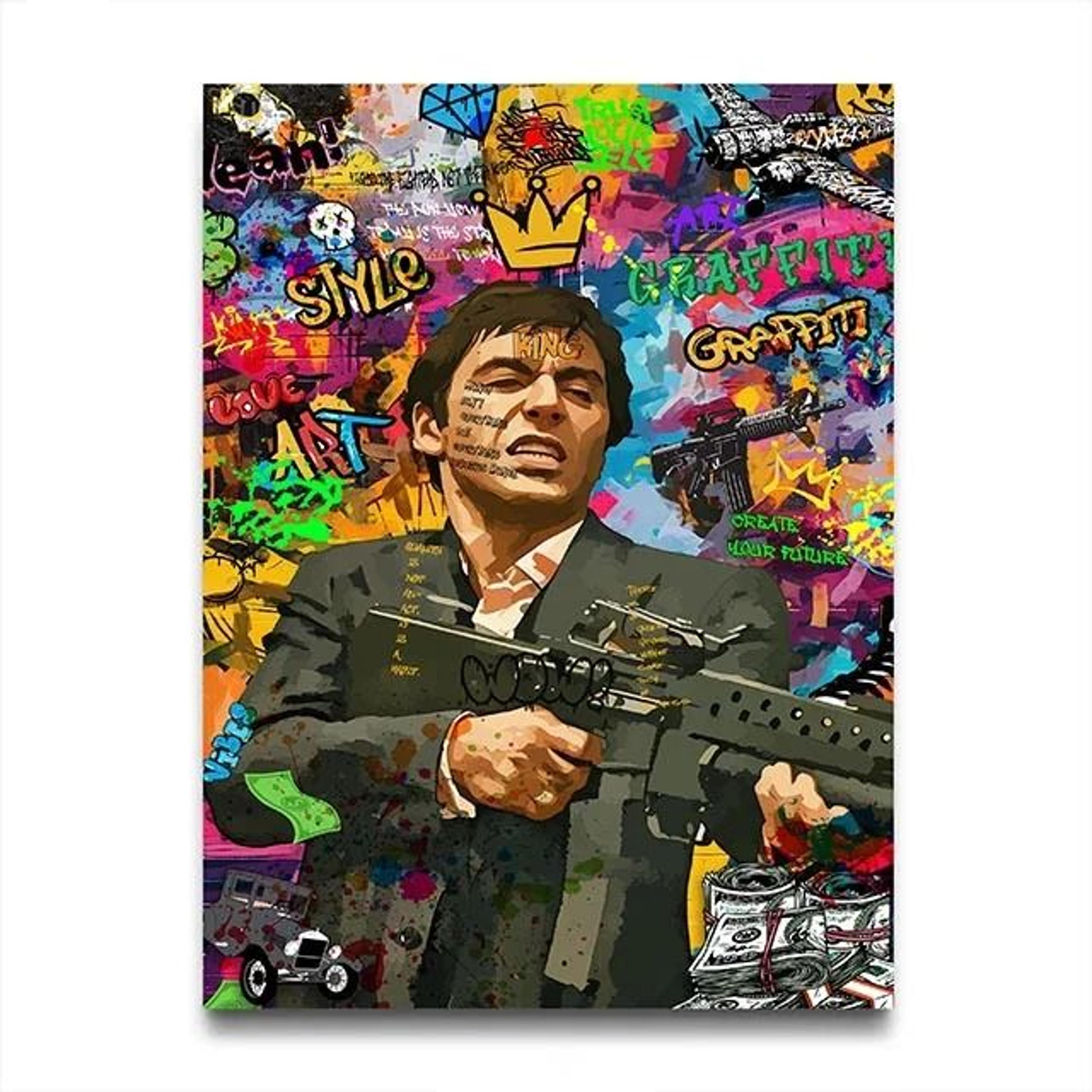 Retro 80s Gangster Graffiti Canvas Wall Art Print For Urban Street Style Decor 10