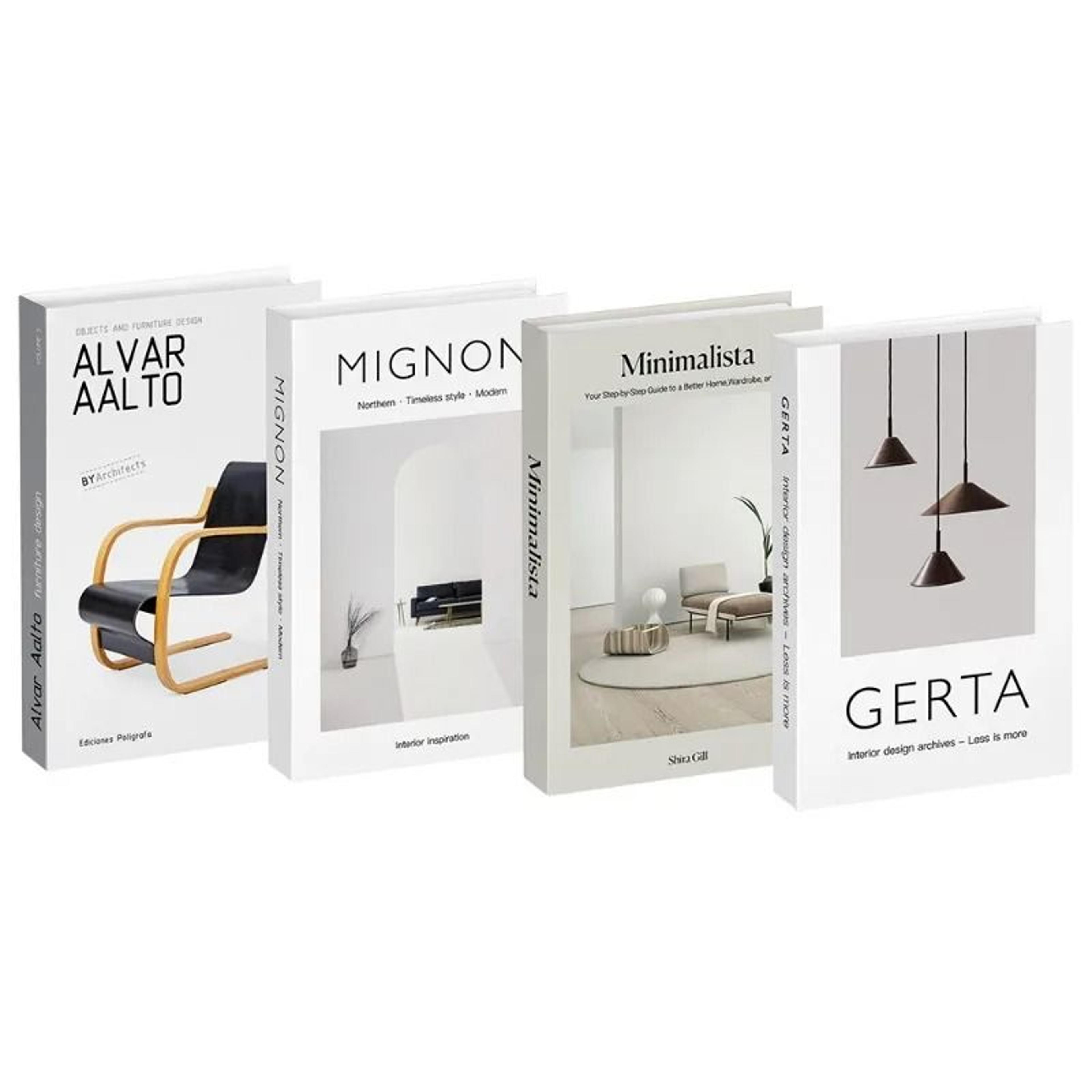 Modern Aesthetic Faux Book Set For Coffee Table  Bookshelf Decor 4pcs 19