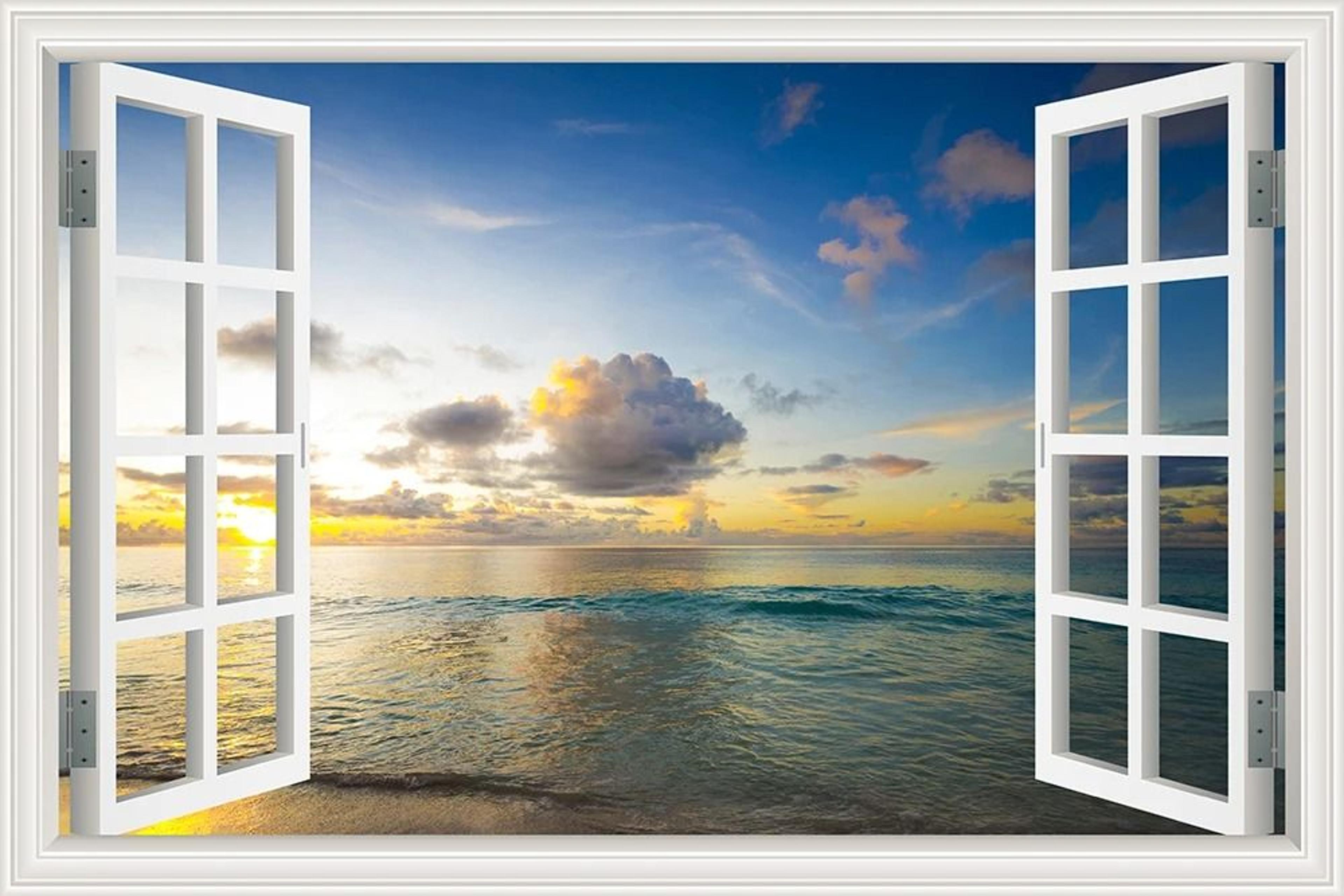 OceanView 3D Window Wall Sticker Beach Scene Vinyl Decor 12