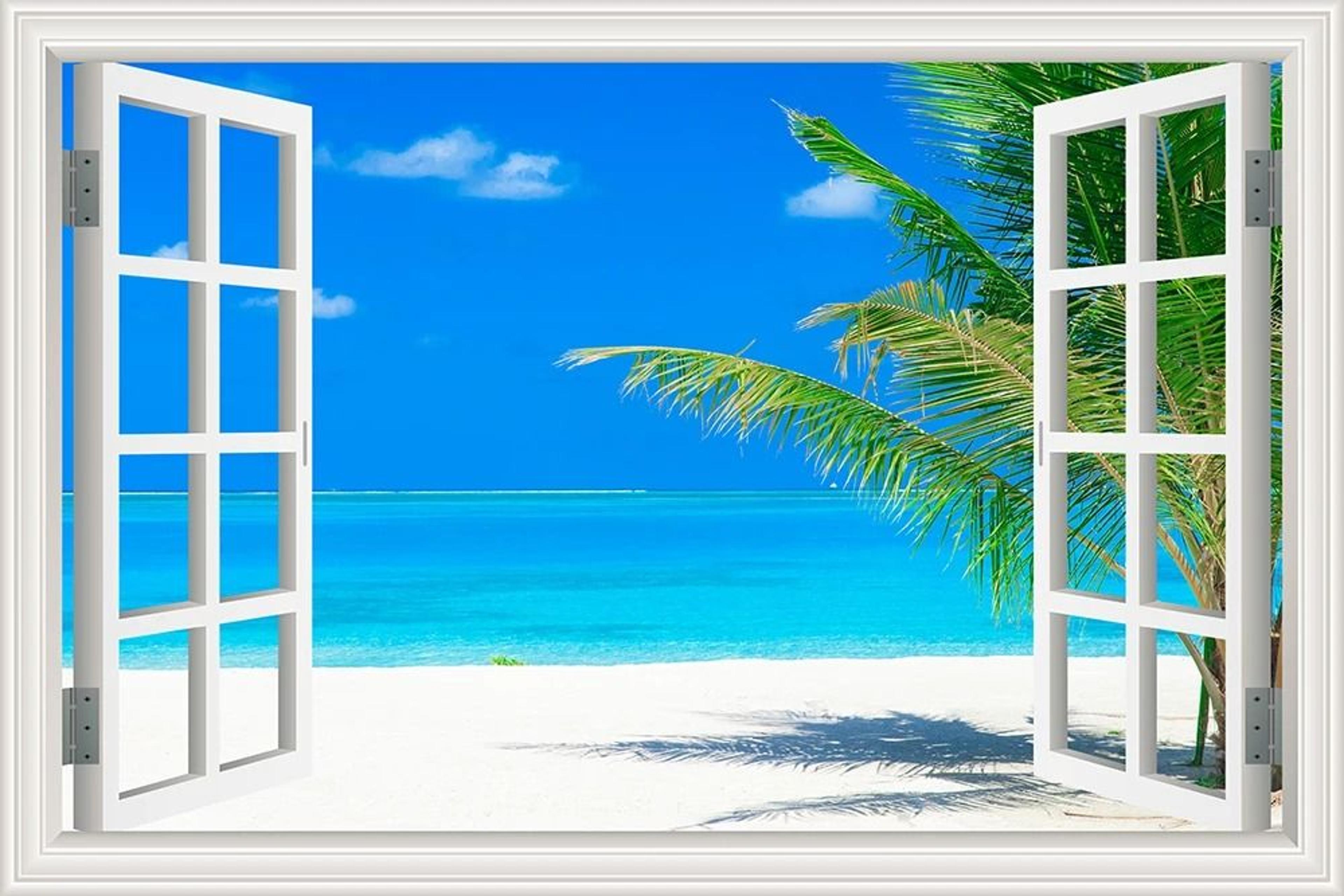 OceanView 3D Window Wall Sticker Beach Scene Vinyl Decor 13
