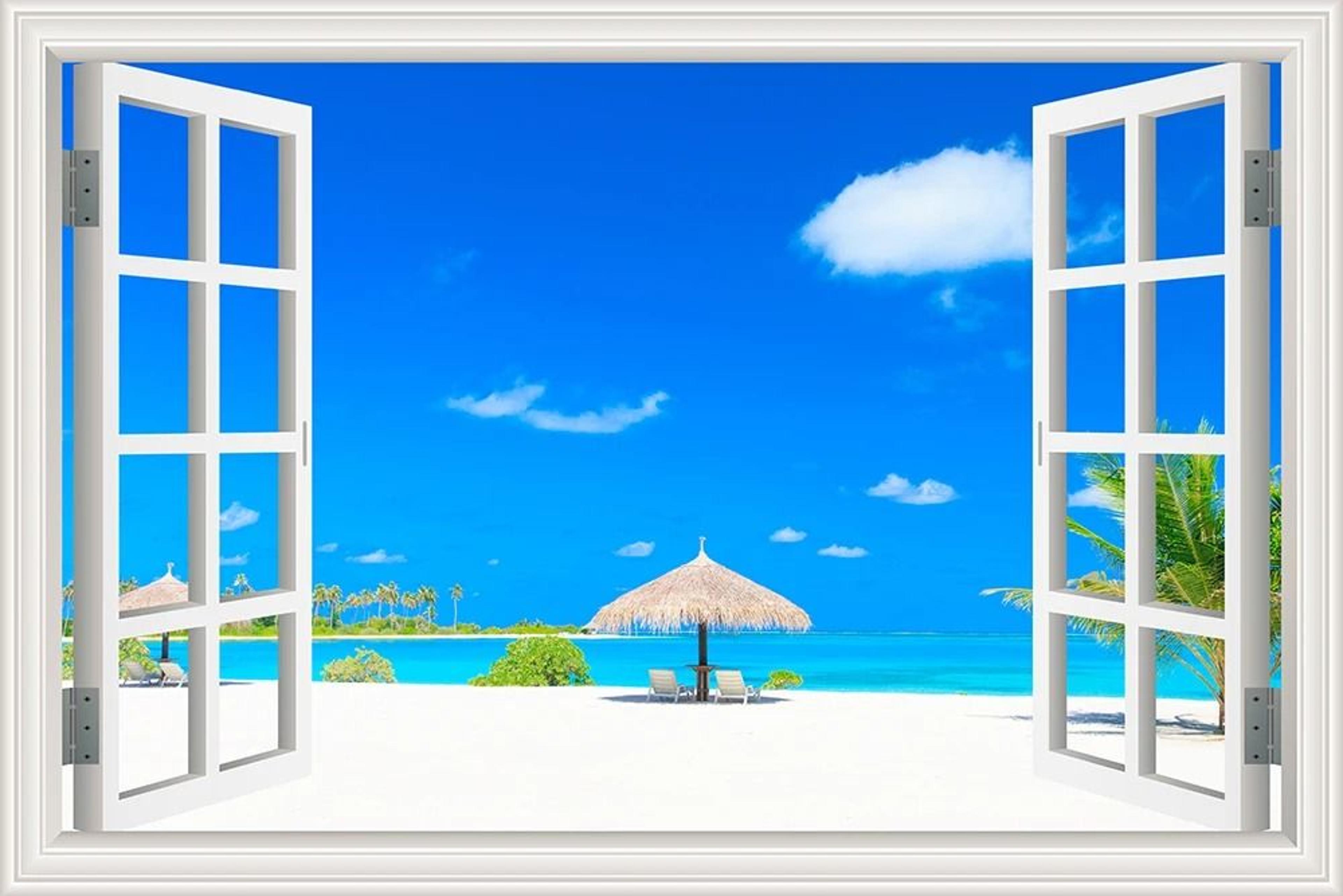 OceanView 3D Window Wall Sticker Beach Scene Vinyl Decor 15