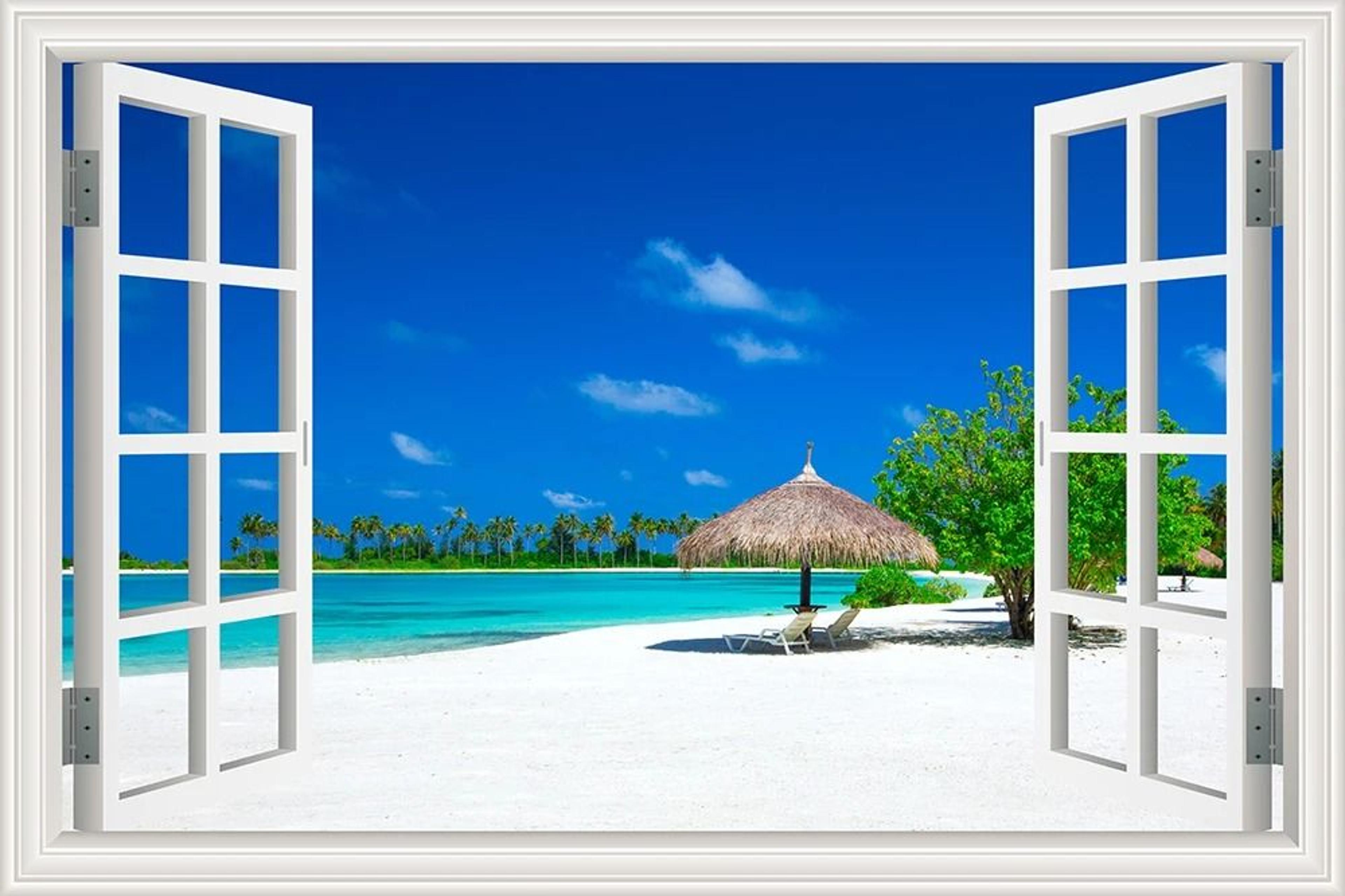 OceanView 3D Window Wall Sticker Beach Scene Vinyl Decor 16