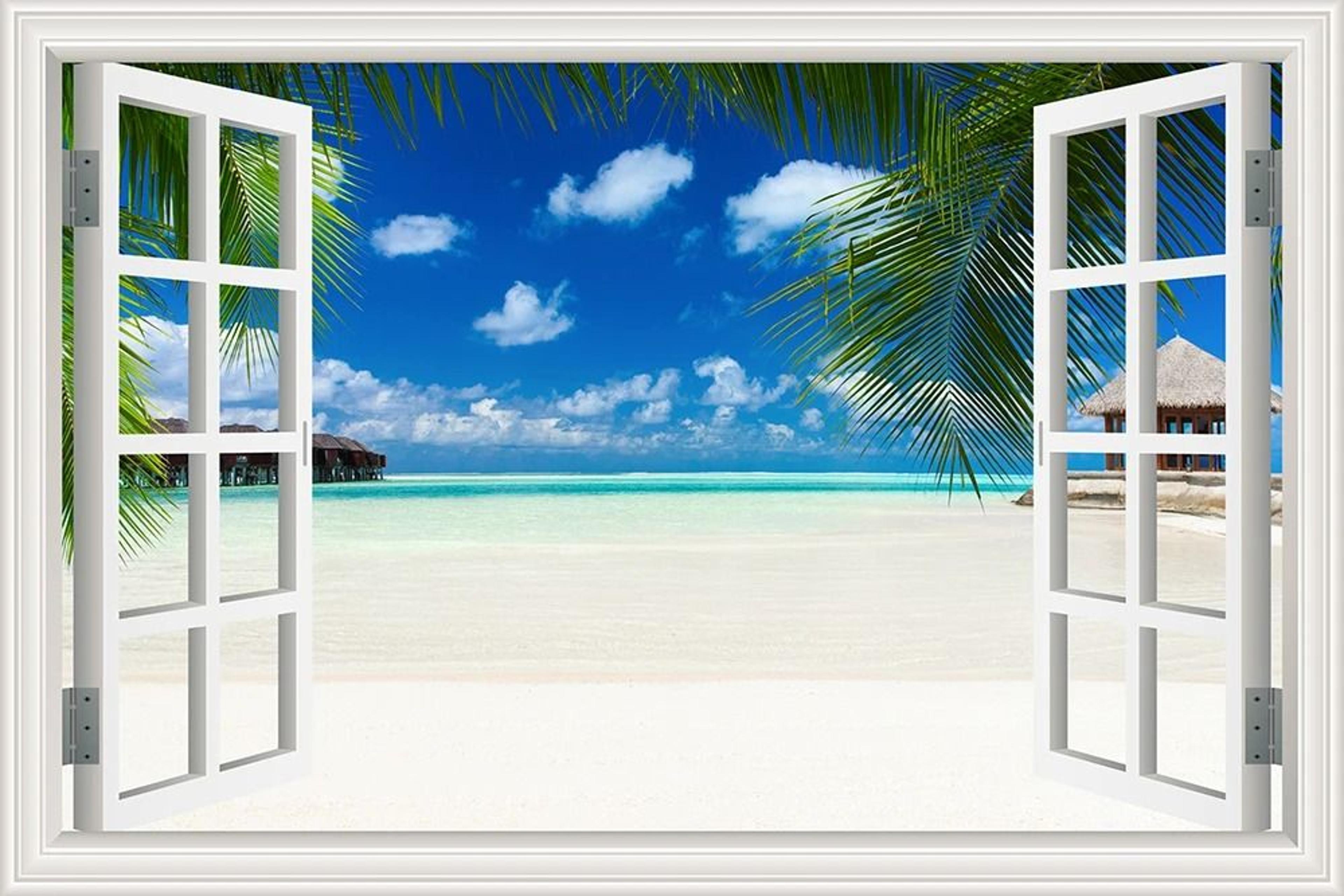 OceanView 3D Window Wall Sticker Beach Scene Vinyl Decor 17