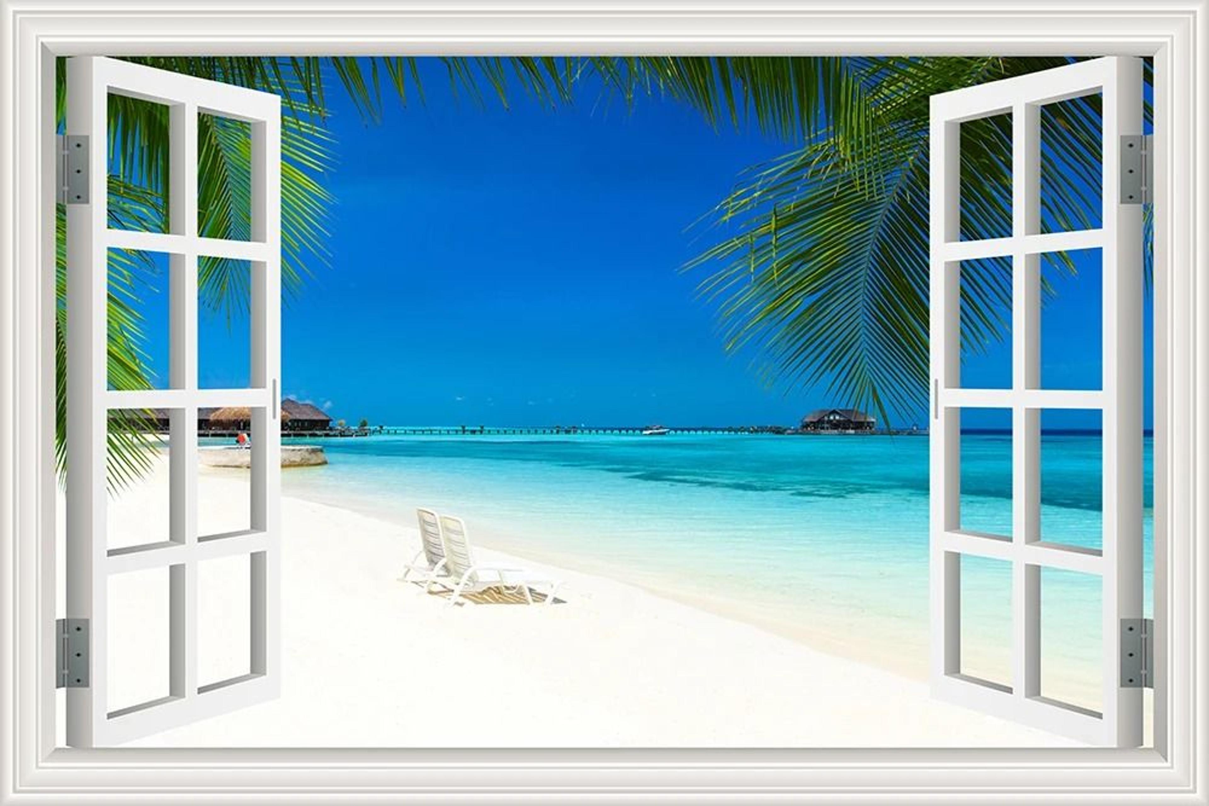 OceanView 3D Window Wall Sticker Beach Scene Vinyl Decor 19