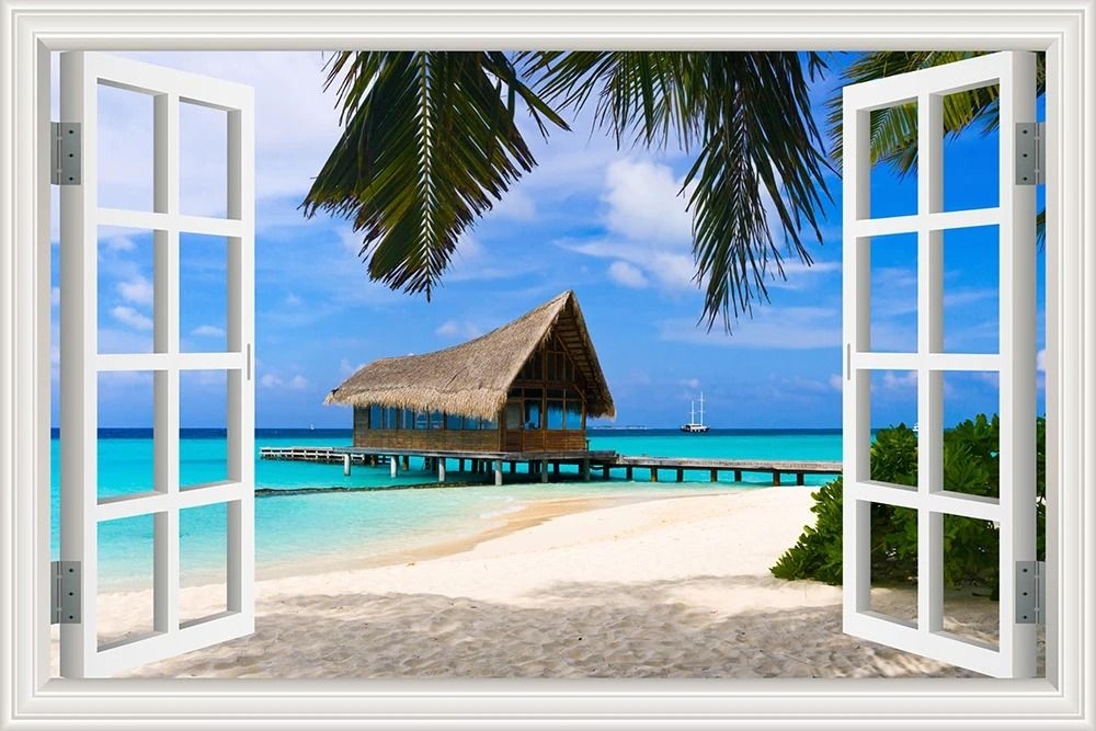 OceanView 3D Window Wall Sticker Beach Scene Vinyl Decor 20