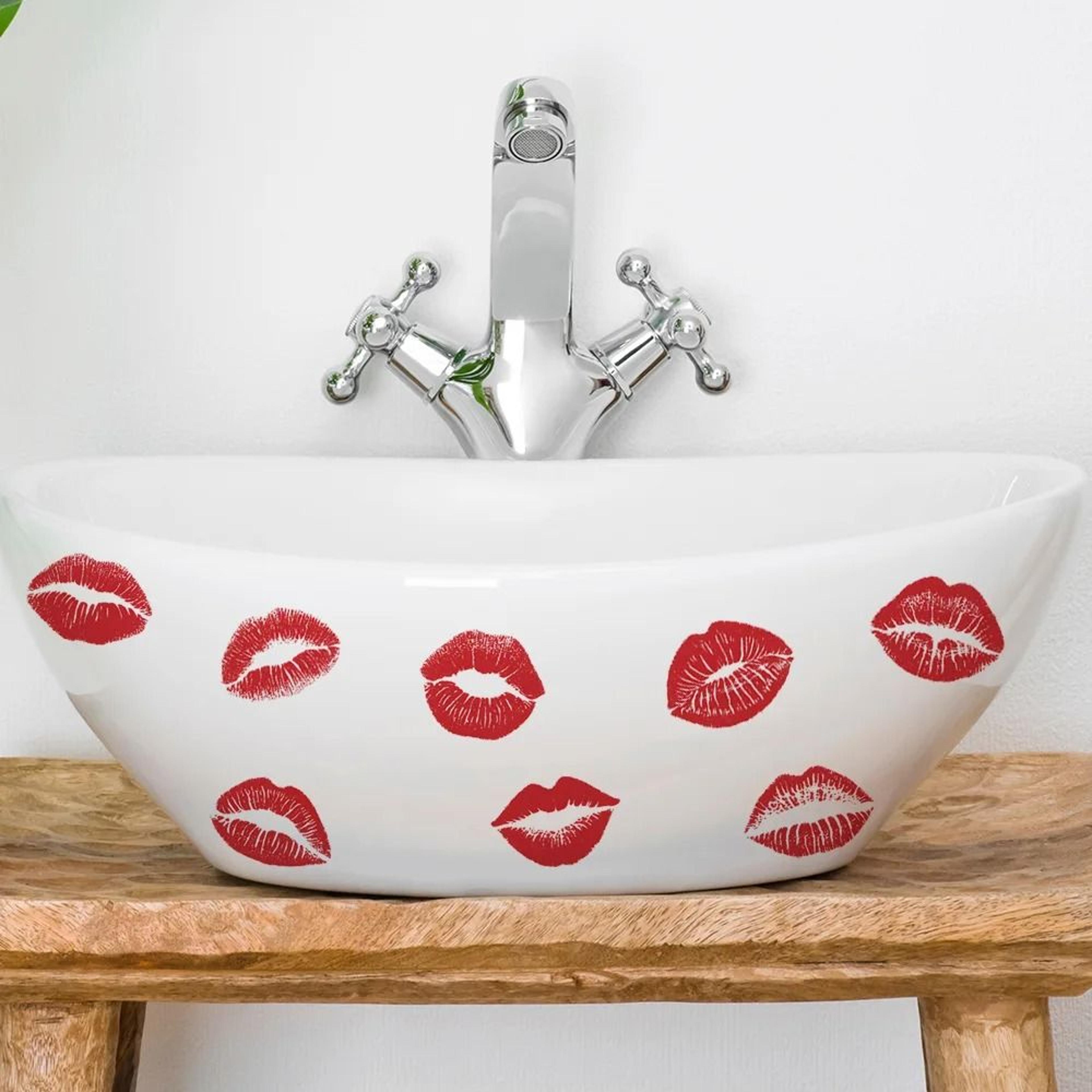 Red Lip Print Wall Stickers Self Adhesive Bedroom Bathroom Decor Decals 2