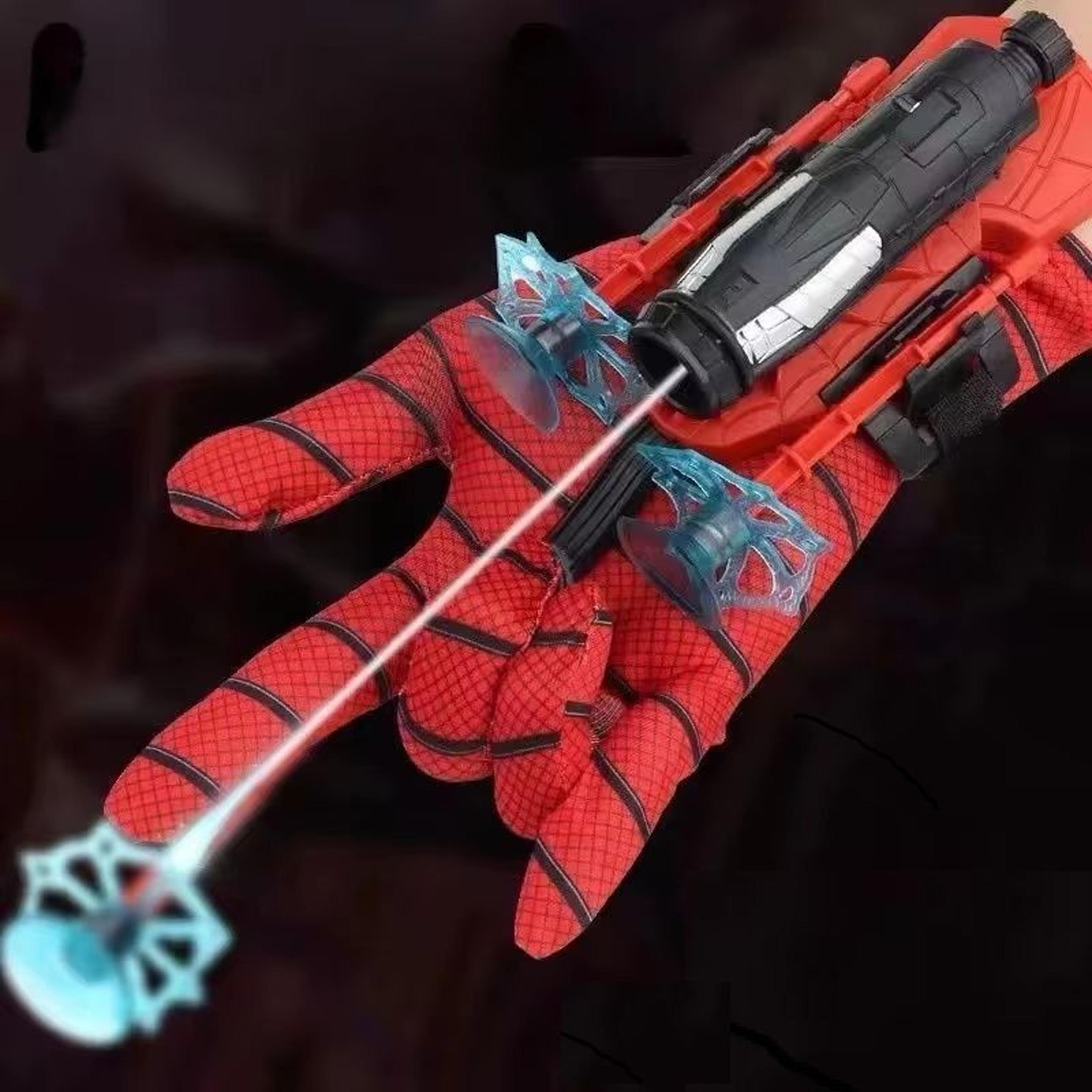 spider hero web blaster toy with rotating soft dart launcher & suction cup darts