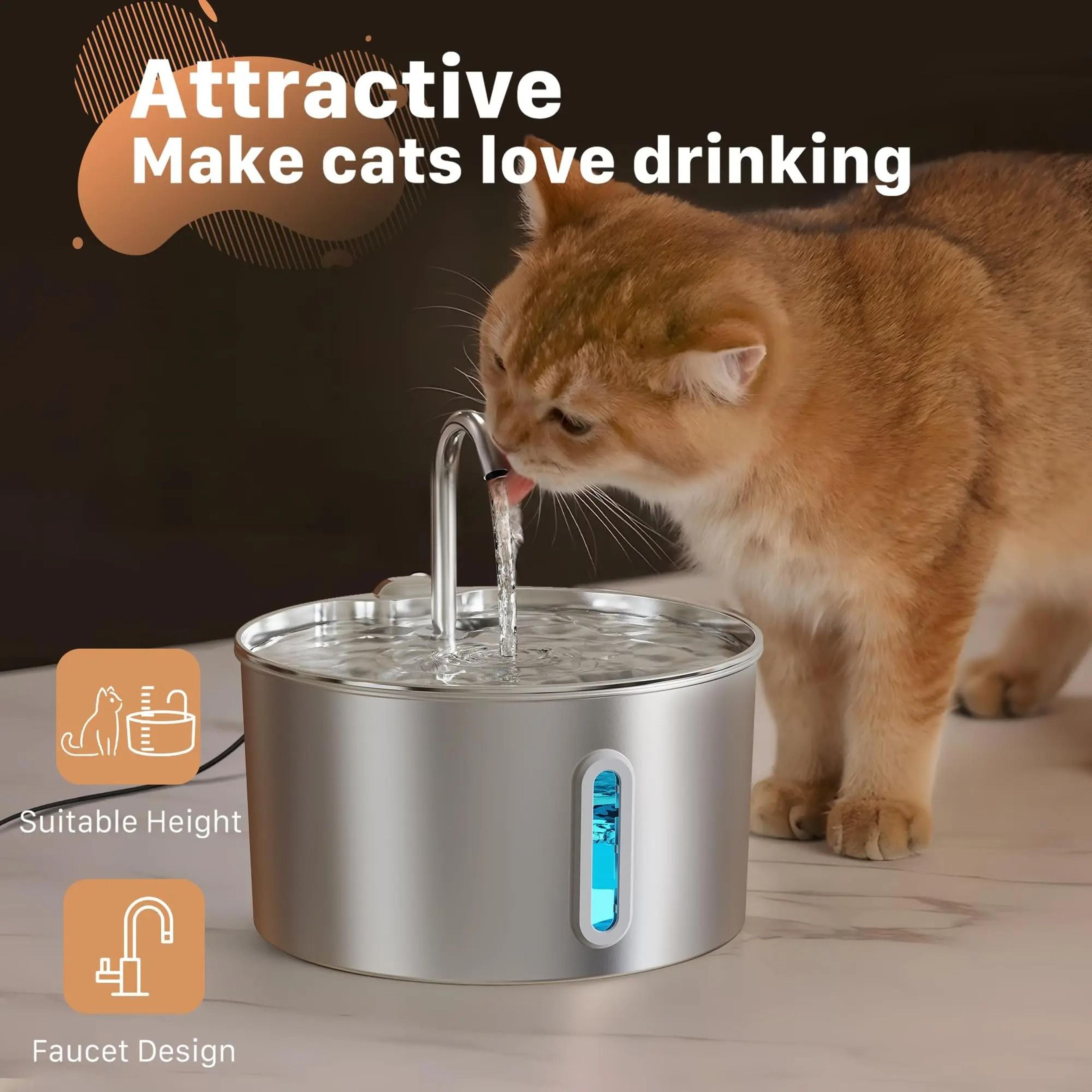 CrystalFlow Stainless Steel Pet Water Fountain 74oz Automatic Drinking Station 5